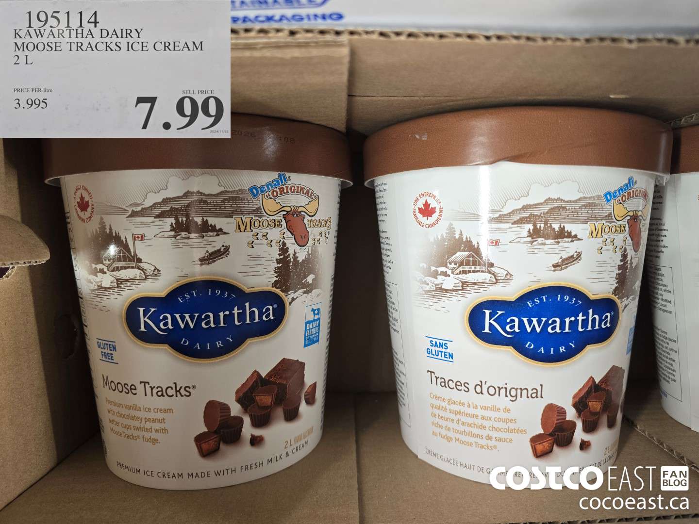 195114 KAWARTHA DAIRY MOOSE TRACKS ICE CREAM 2 L $7.99