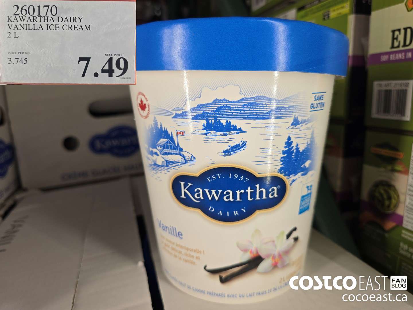 260170 KAWARTHA DAIRY VANILLA ICE CREAM 2L $7.49
