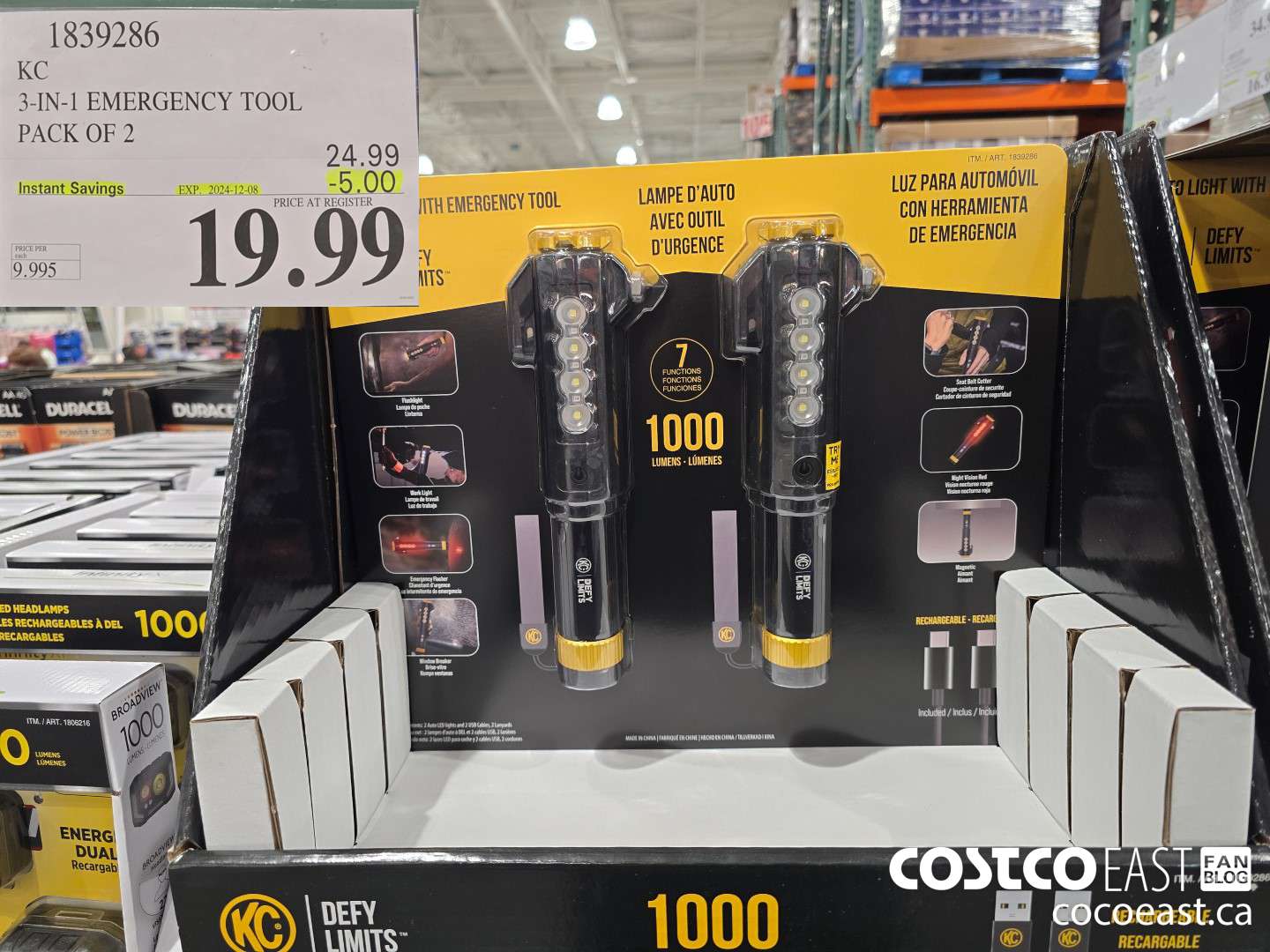 1839286 KC 3-IN-1 EMERGENCY TOOL PACK OF 2 ($5.00 INSTANT SAVINGS EXPIRES ON 2024-12-08) $19.99