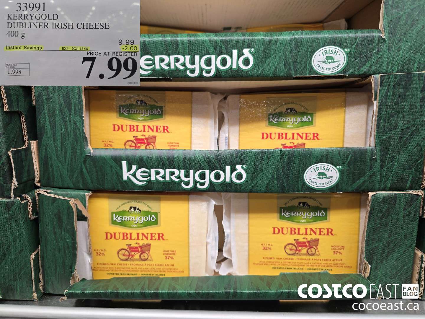 33991 KERRYGOLD DUBLINER IRISH CHEESE 400 g ($2.00 INSTANT SAVINGS EXPIRES ON 2024-12-08) $7.99