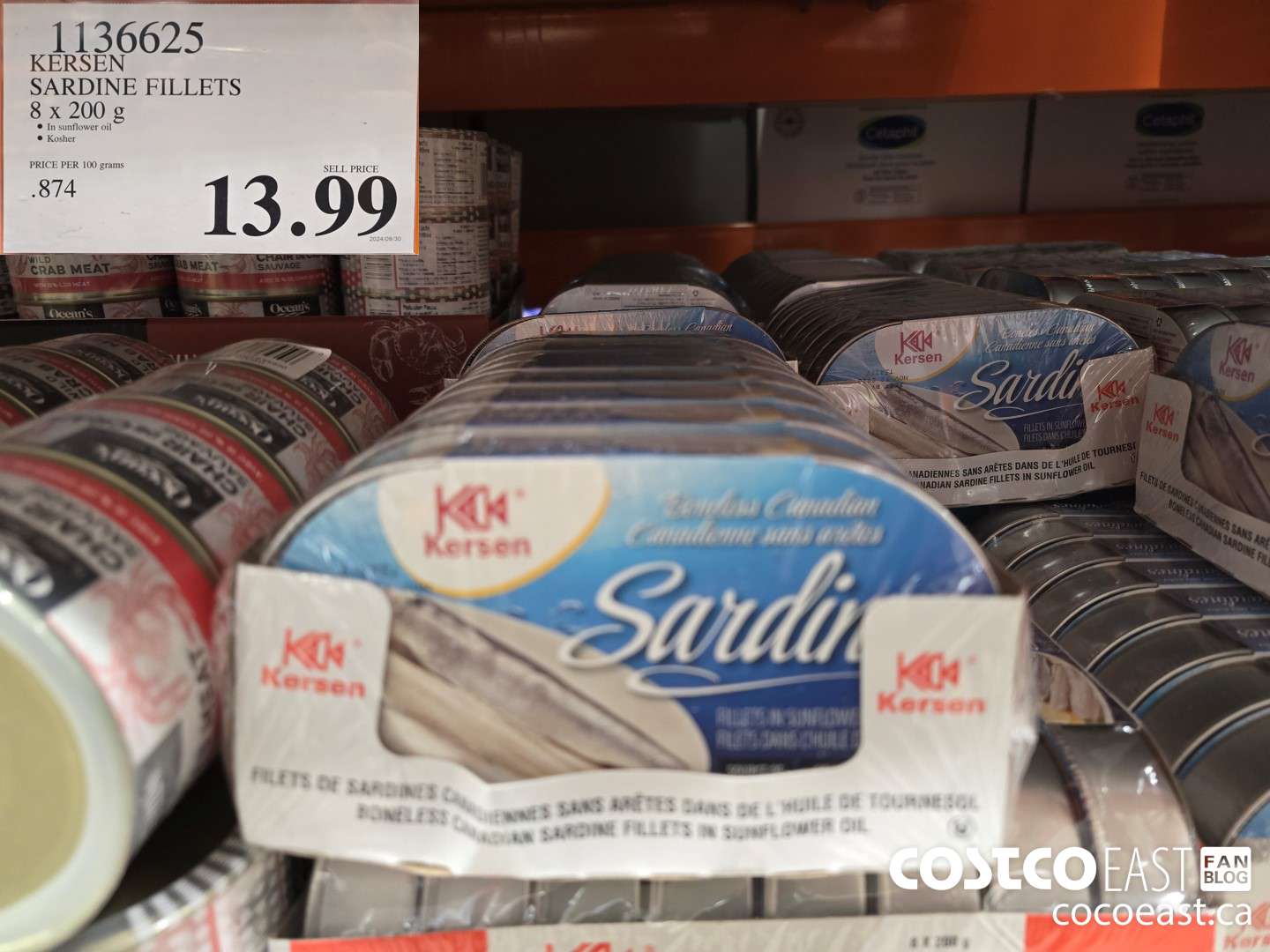 1136625 KERSEN SARDINE FILLETS 8 x 200 g $13.99