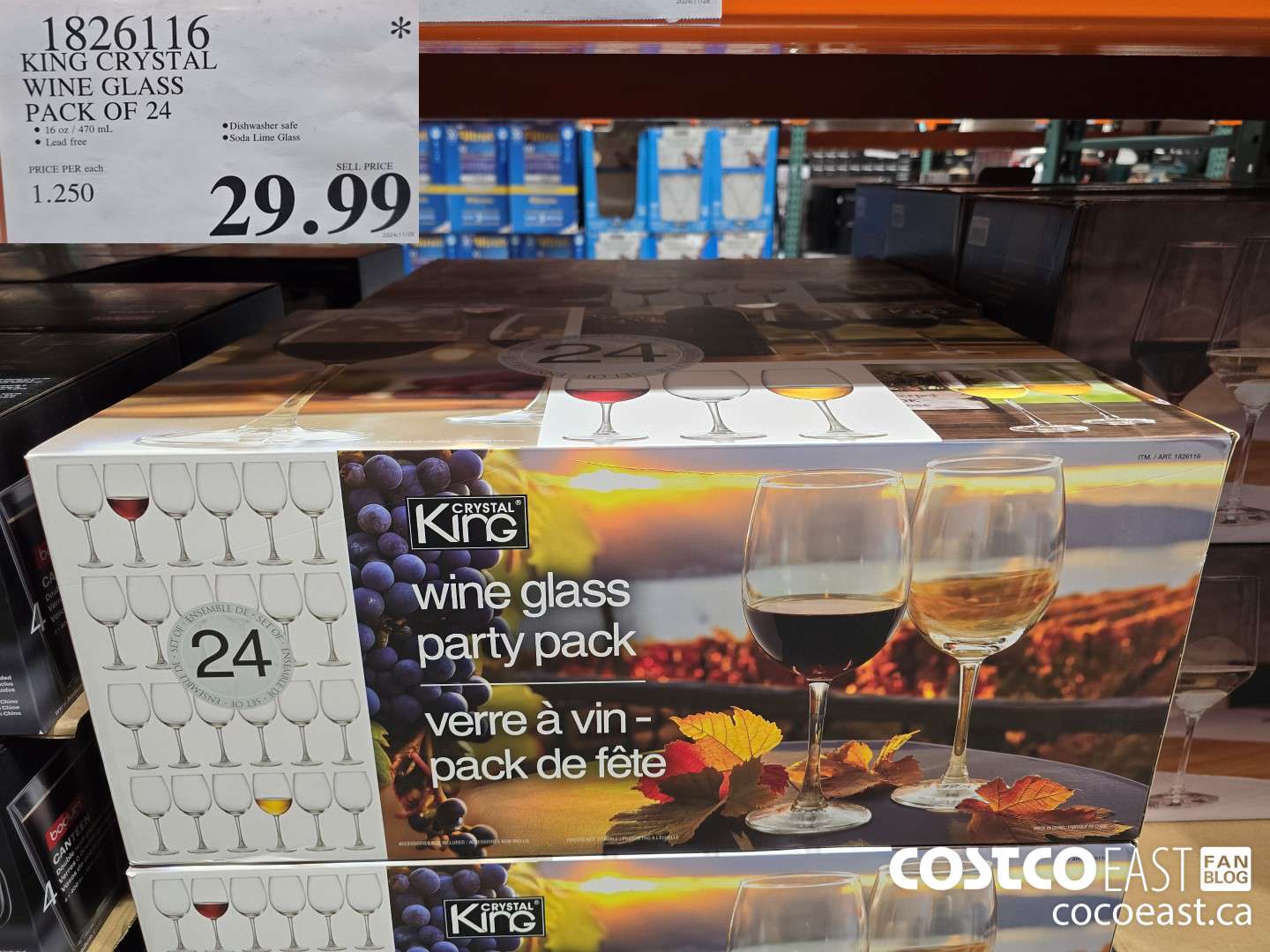 1826116 KING CRYSTAL WINE GLASS PACK OF 24 $29.99