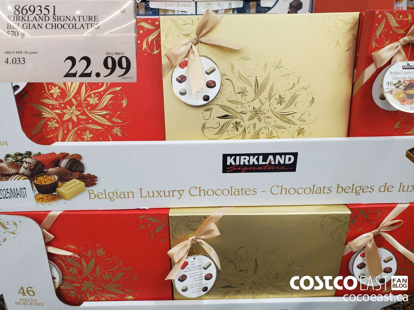 869351 KIRKLAND SIGNATURES BELGIAN CHOCOLATES 570G $22.99