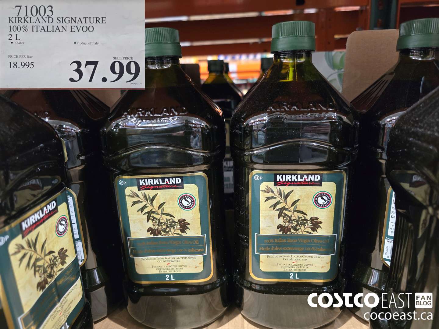 71003 KIRKLAND SIGNATURE 100% ITALIAN EVOO 2L $37.99