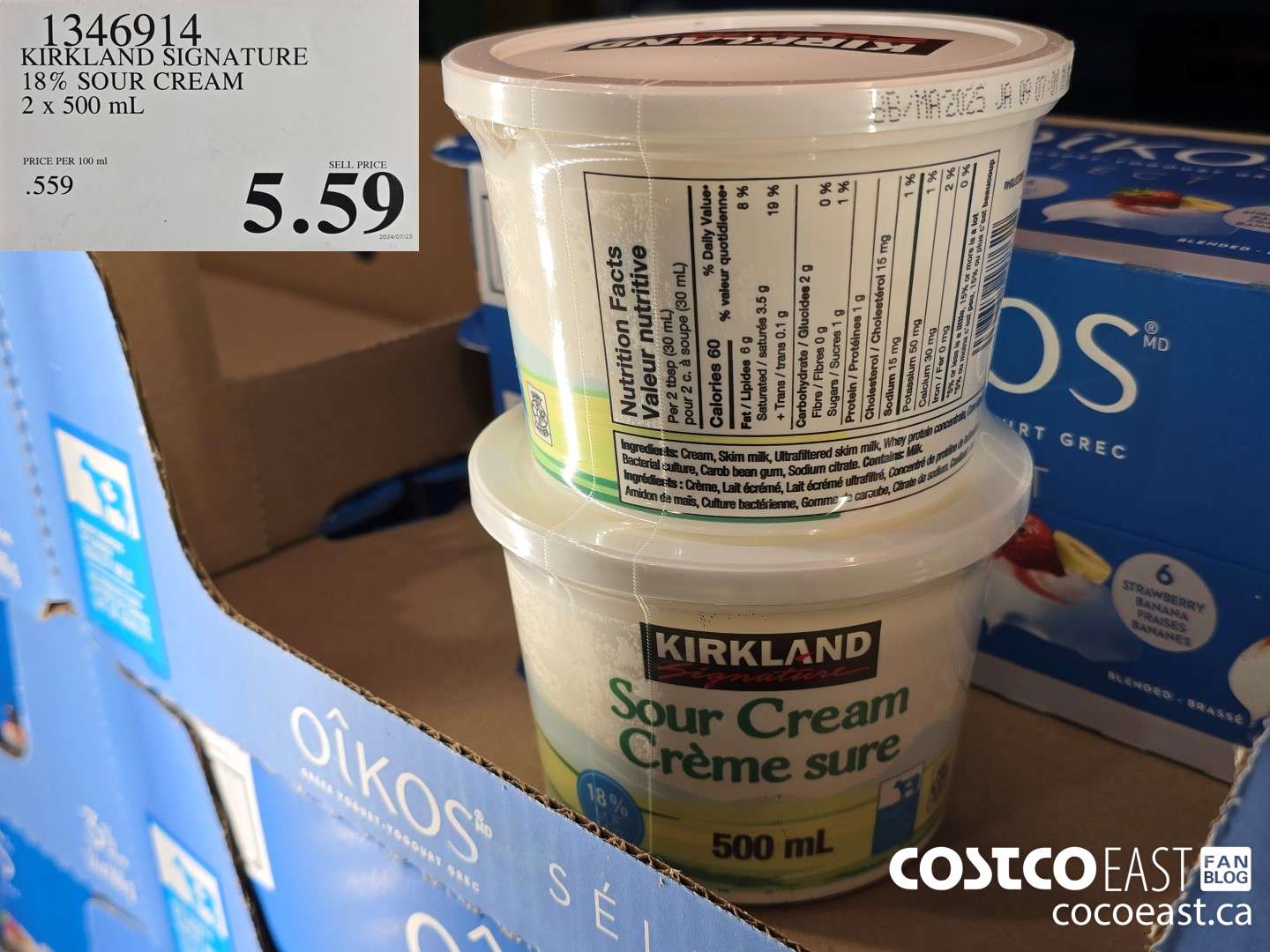 1346914 KIRKLAND SIGNATURE 18% SOUR CREAM 2 x 500 ml $5.59