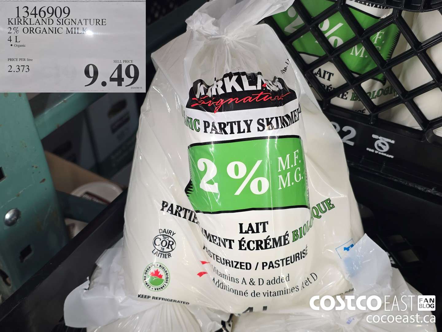 1346909 KIRKLAND SIGNATURE 2% ORGANIC MILK 4 L $9.49