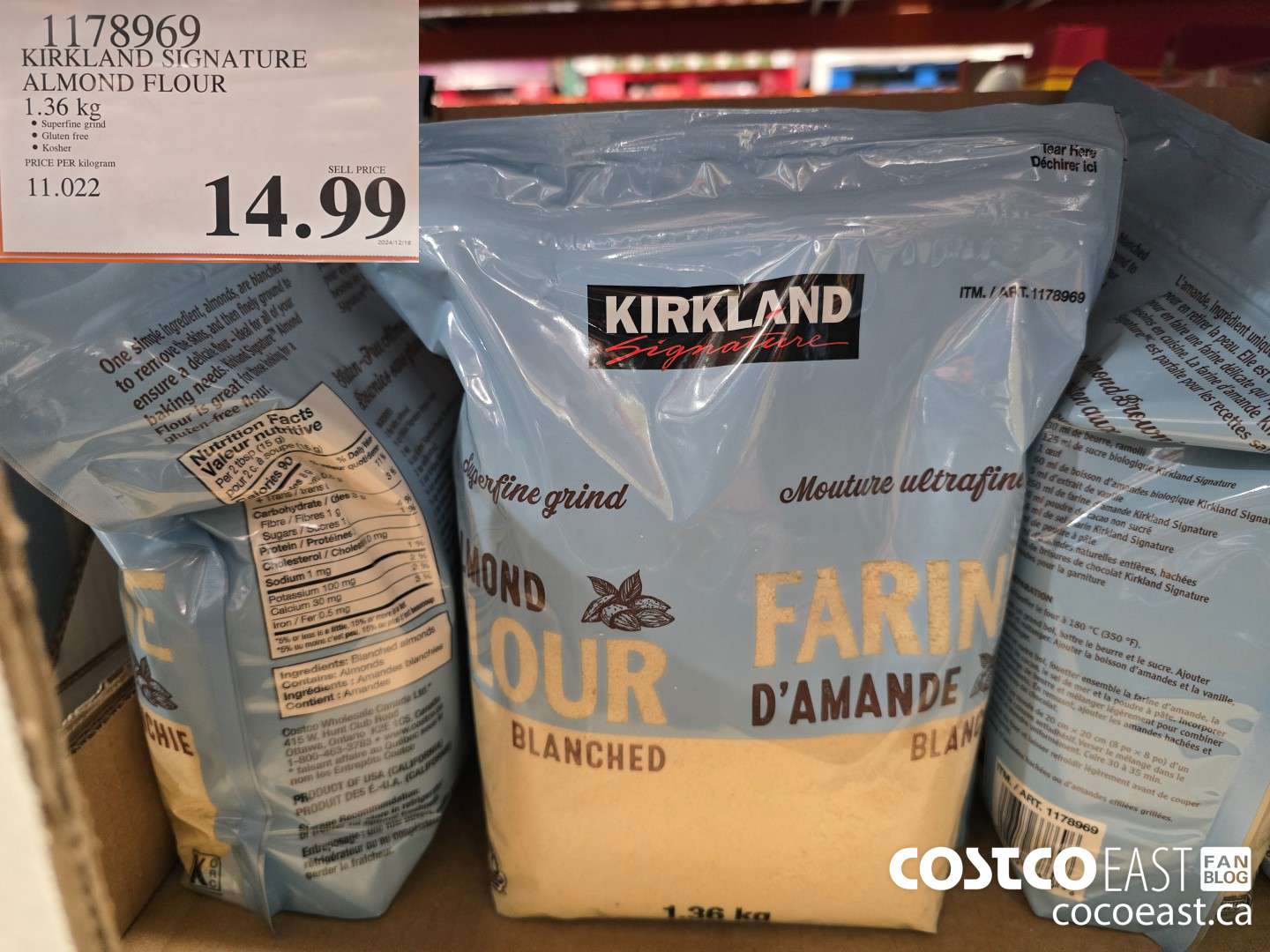 1178969 KIRKLAND SIGNATURE ALMOND FLOUR 1.36 KG $14.49