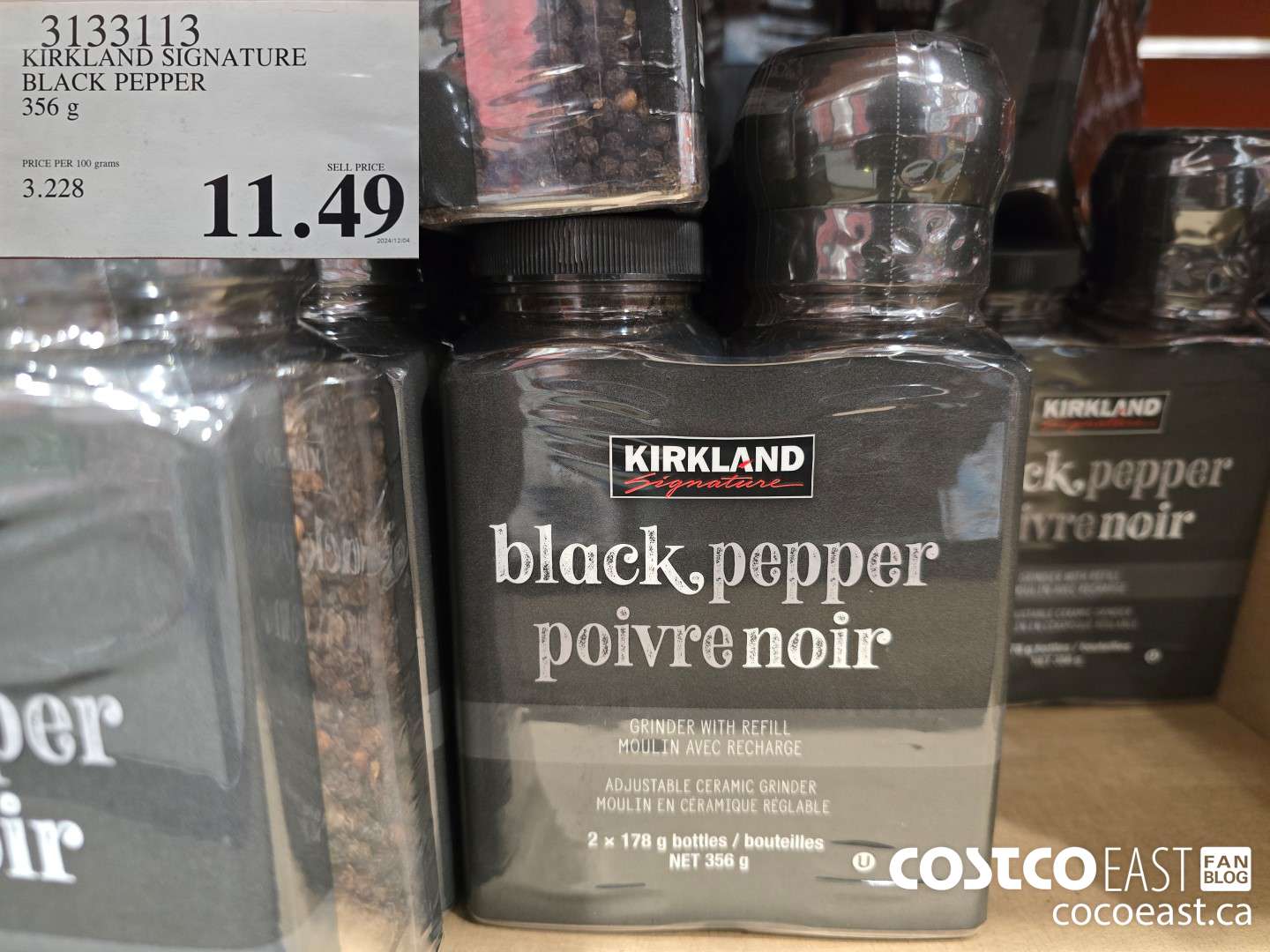 3133113 KIRKLAND SIGNATURE BLACK PEPPER 356 G $11.49