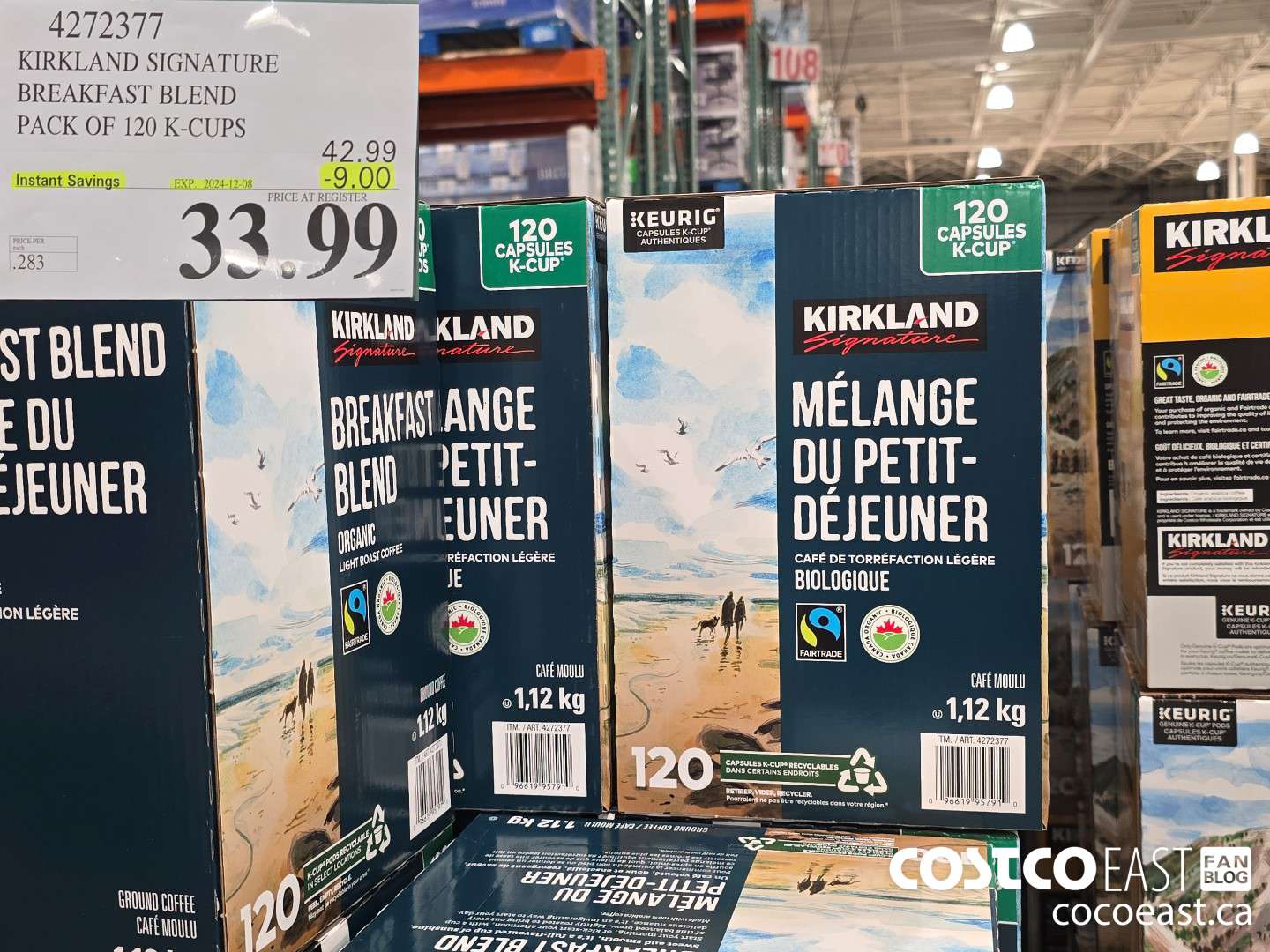 4272377 KIRKLAND SIGNATURE BREAKFAST BLEND PACK OF 120 K-CUPS ($9.00 INSTANT SAVINGS EXPIRES ON 2024-12-08) $33.99