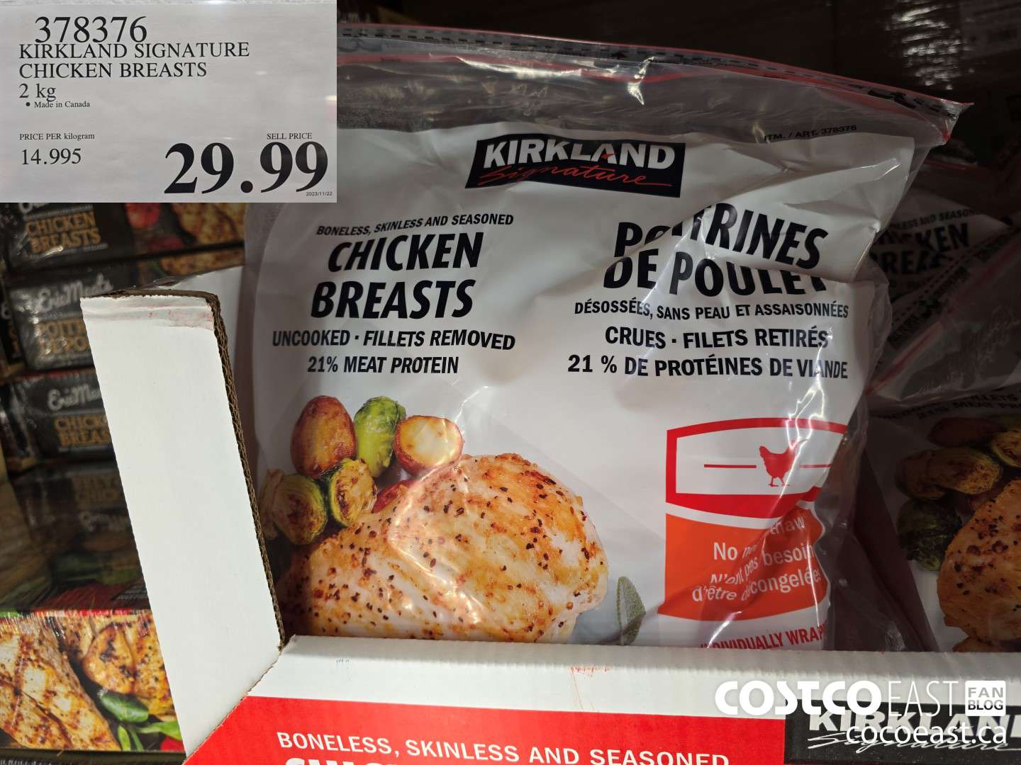 378376 KIRKLAND SIGNATURE CHICKEN BREASTS 2 KG $29.99