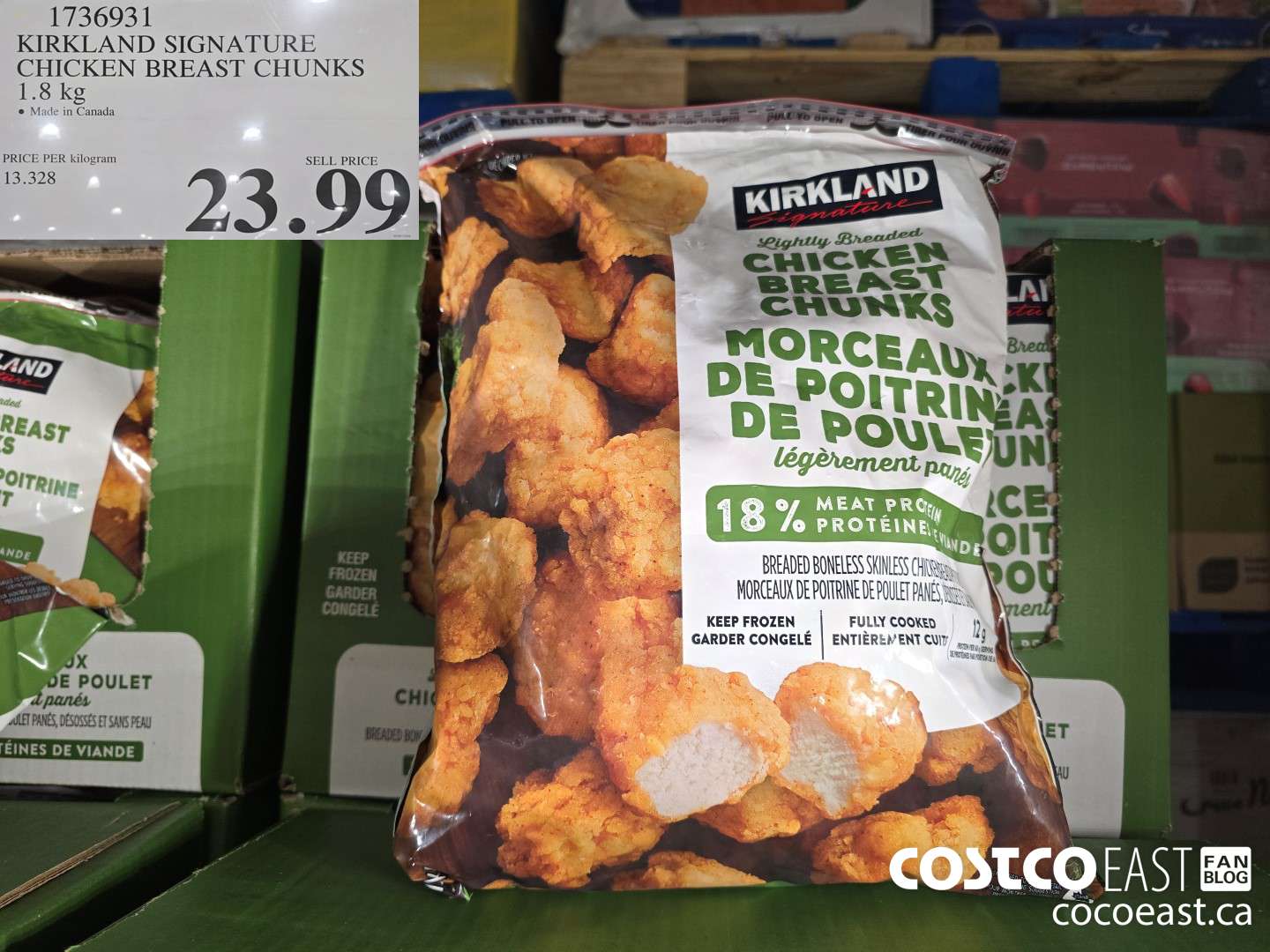 1736931 KIRKLAND SIGNATURE CHICKEN BREAST CHUNKS 1.8 KG $23.99