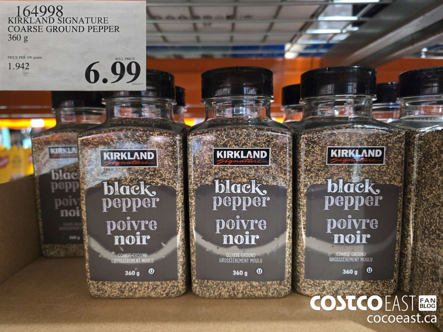 164998 KIRKLAND SIGNATURE COARSE GROUND PEPPER 359 G $6.99