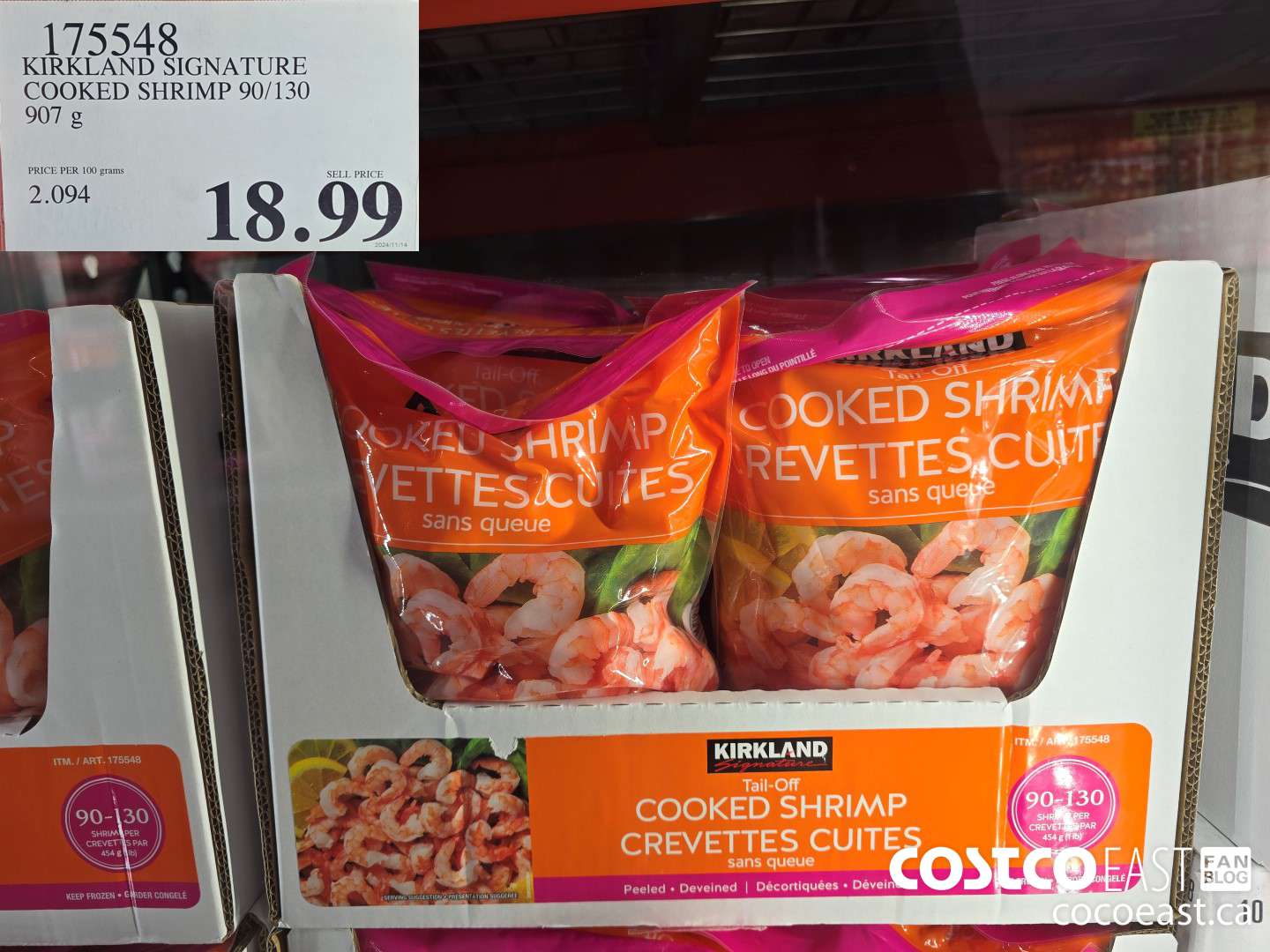 175548 KIRKLAND SIGNATURE COOKED SHRIMP 90/130 907 g $18.99