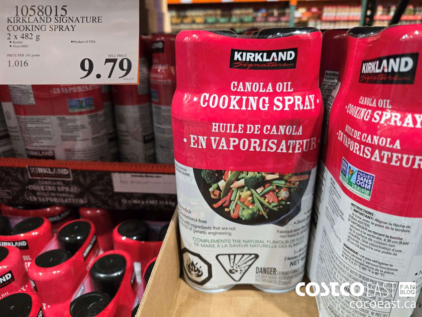 1058015 KIRKLAND SIGNATURE COOKING SPRAY 2 x 482 g $9.79