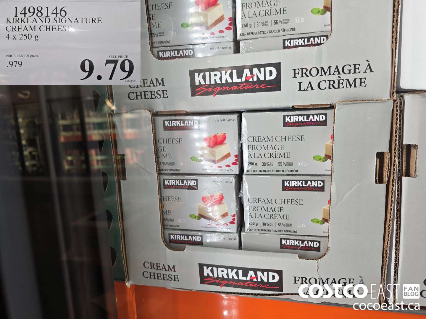 1498146 KIRKLAND SIGNATURE CREAM CHEESE 4x 250 g $9.79