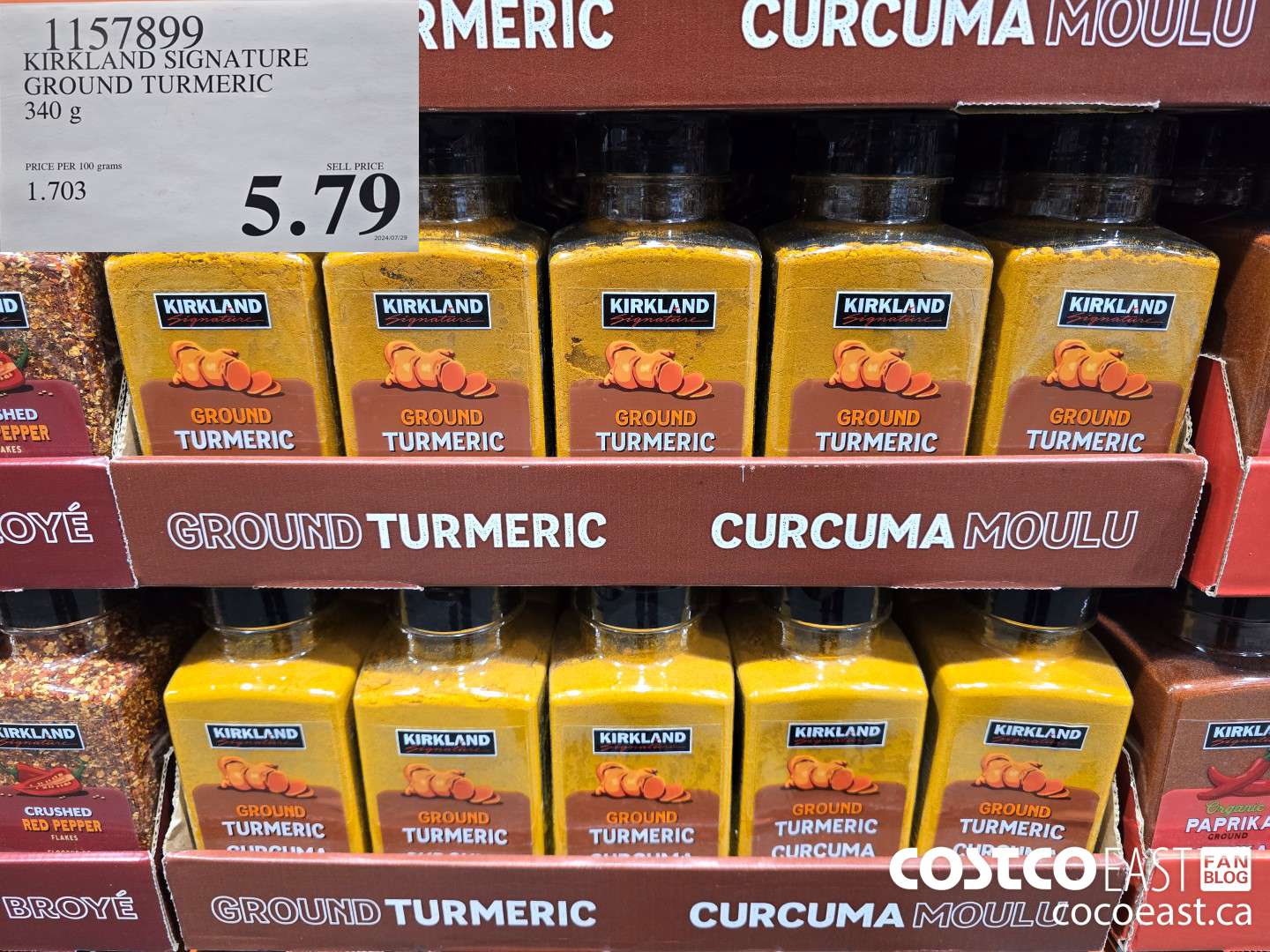 1157899 KIRKLAND SIGNATURE GROUND TURMERIC 340 G $5.79