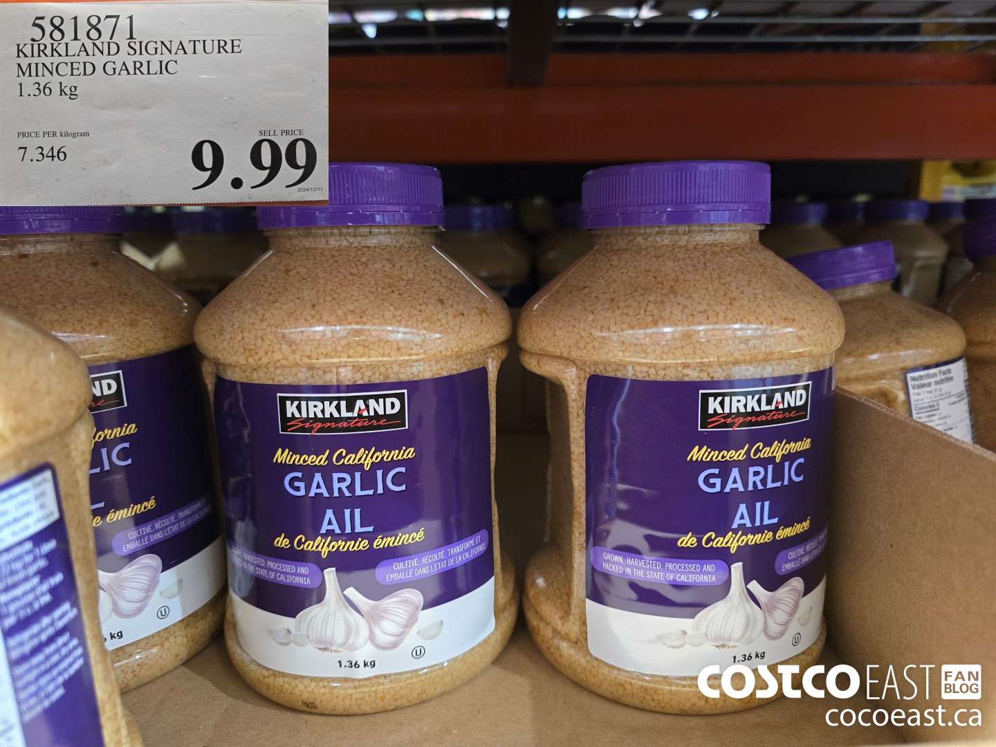 581871 KIRKLAND SIGNATURE MINCED GARLIC 1.36 KG $9.99