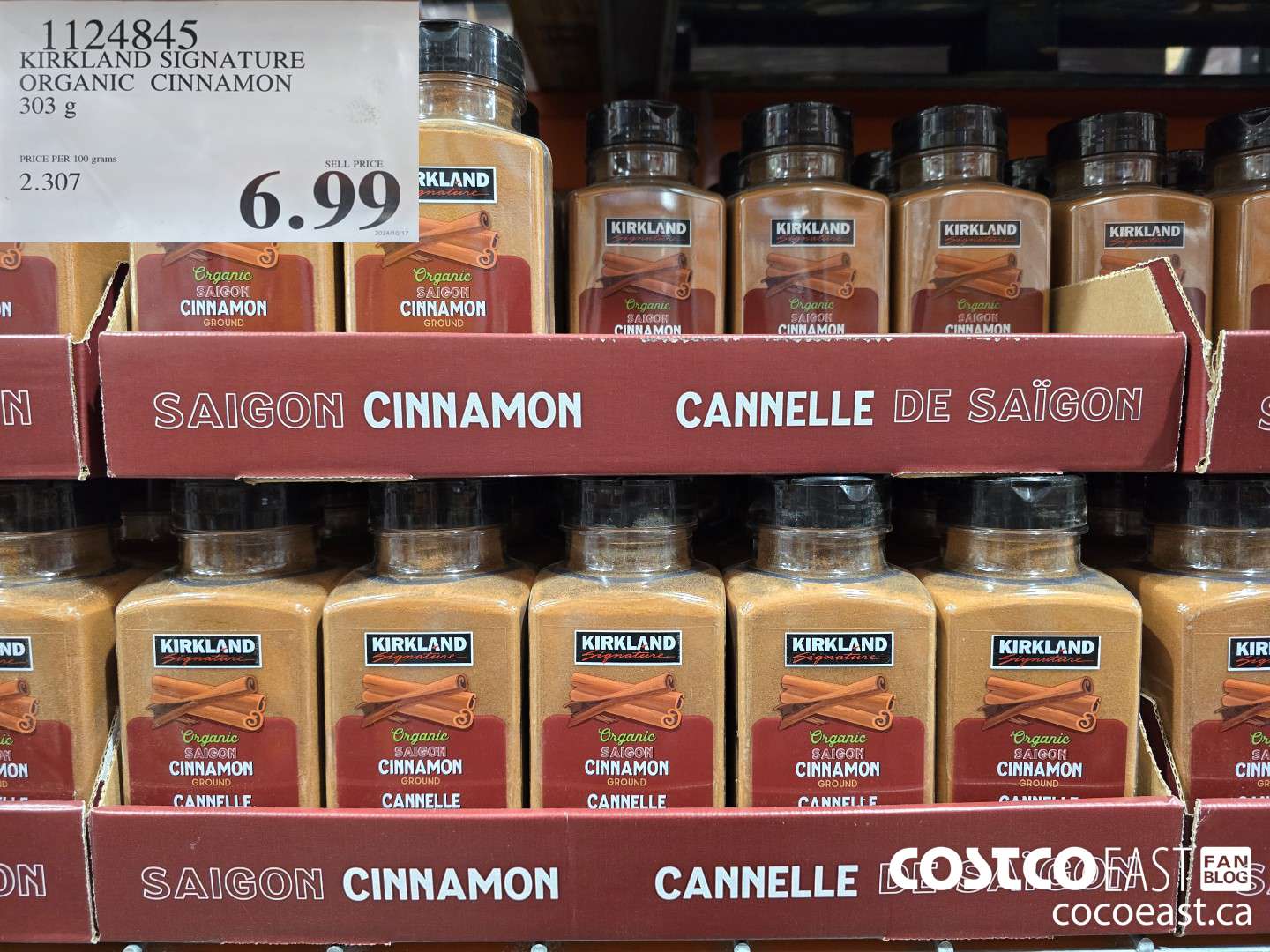 1124845 KIRKLAND SIGNATURE ORGANIC CINNAMON 303 g $6.99