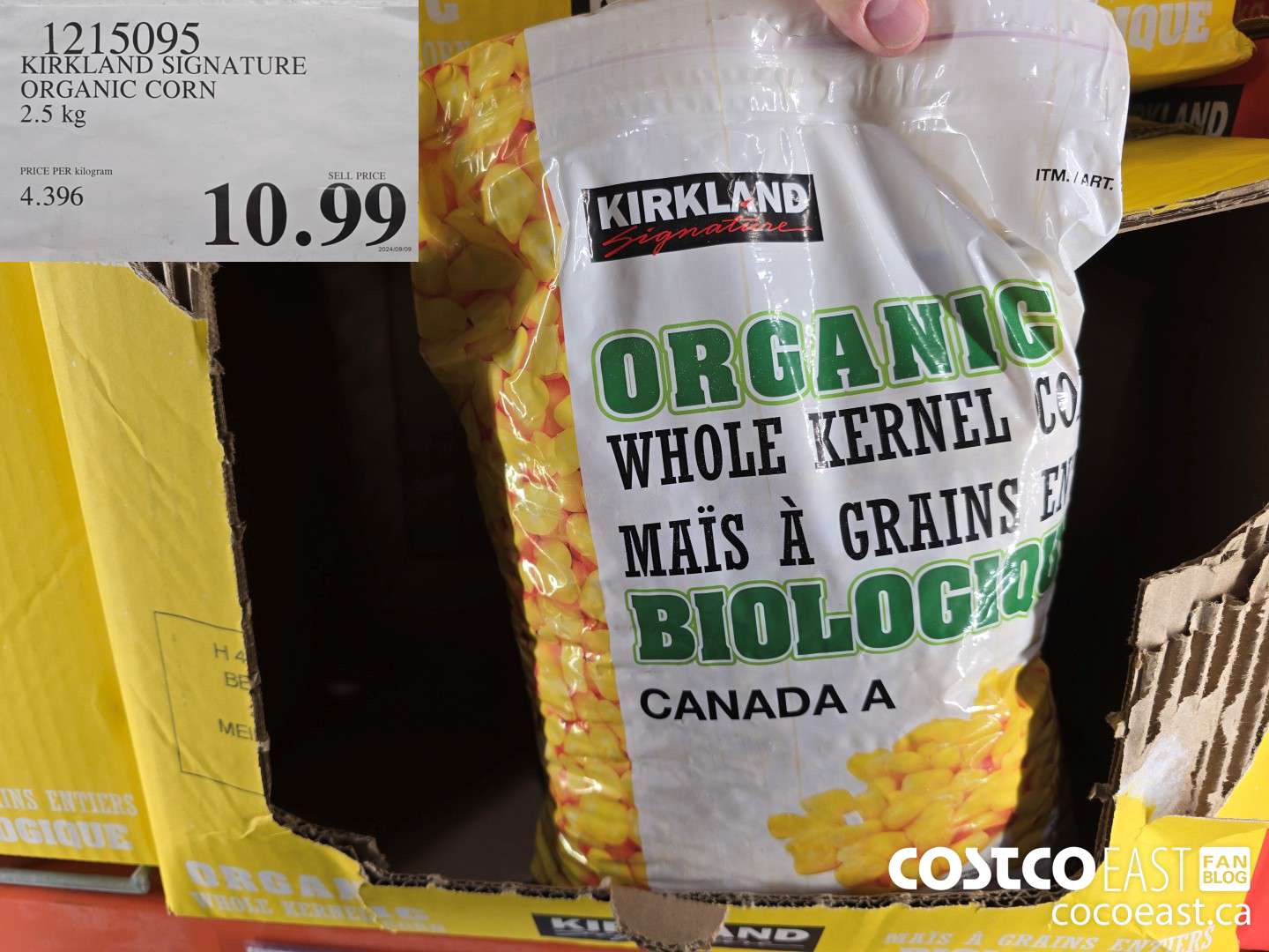 1215095 KIRKLAND SIGNATURE ORGANIC CORN 2.5 kg $10.99
