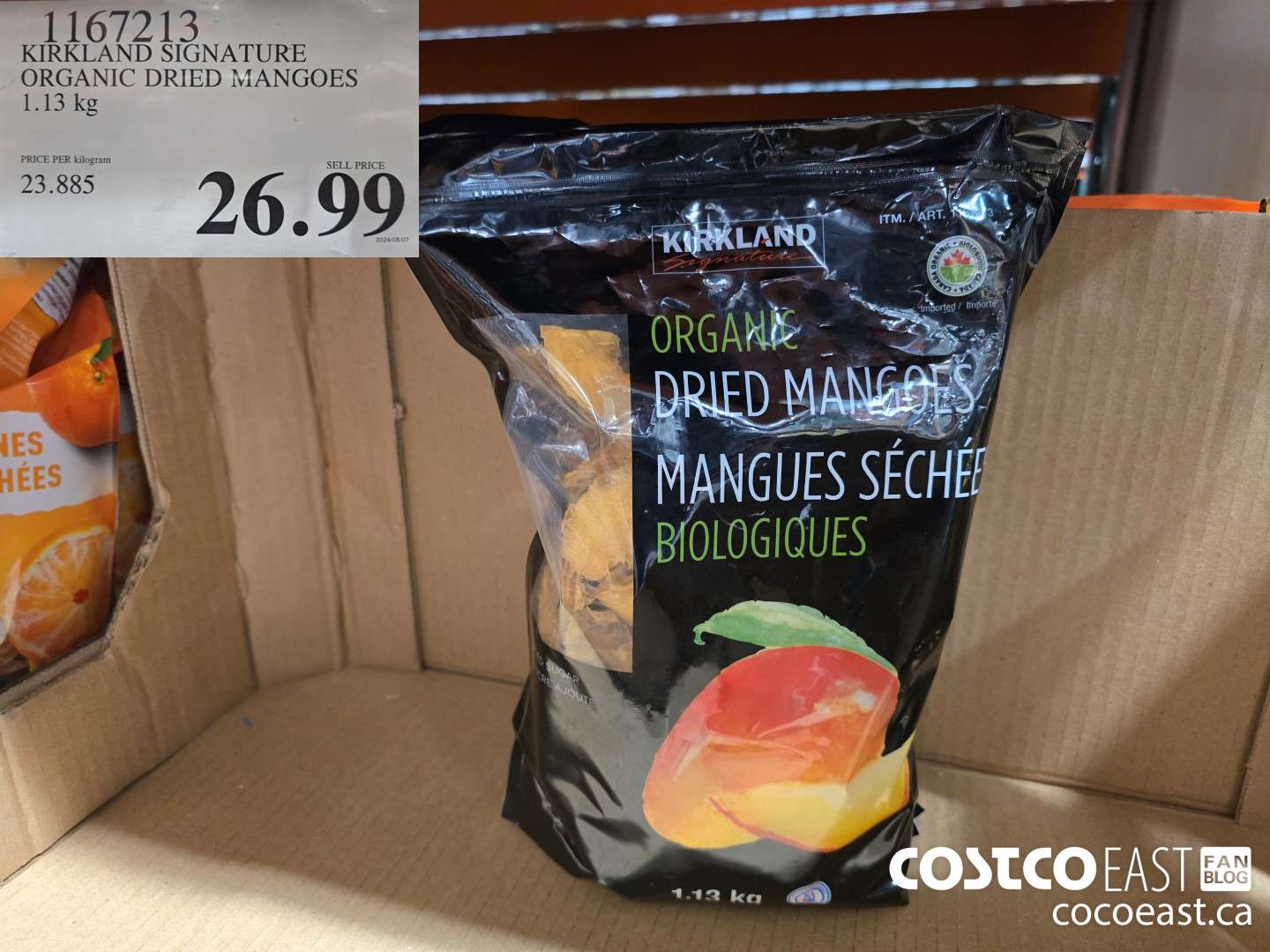 1167213 KIRKLAND SIGNATURE ORGANIC DRIED MANGOES 1.13 KG $26.99