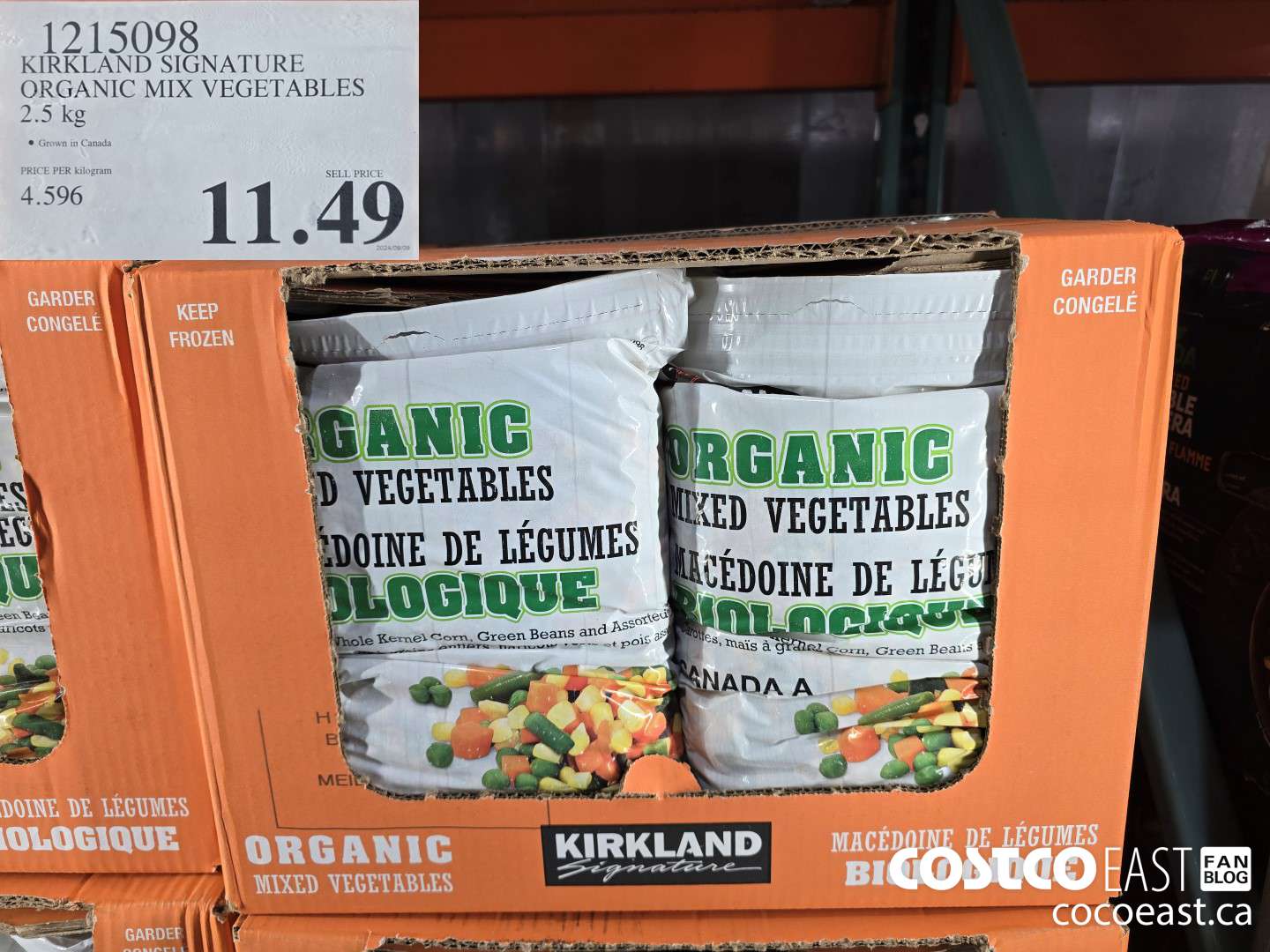 1215098 KIRKLAND SIGNATURE ORGANIC MIX VEGETABLES 2.5 KG $11.49