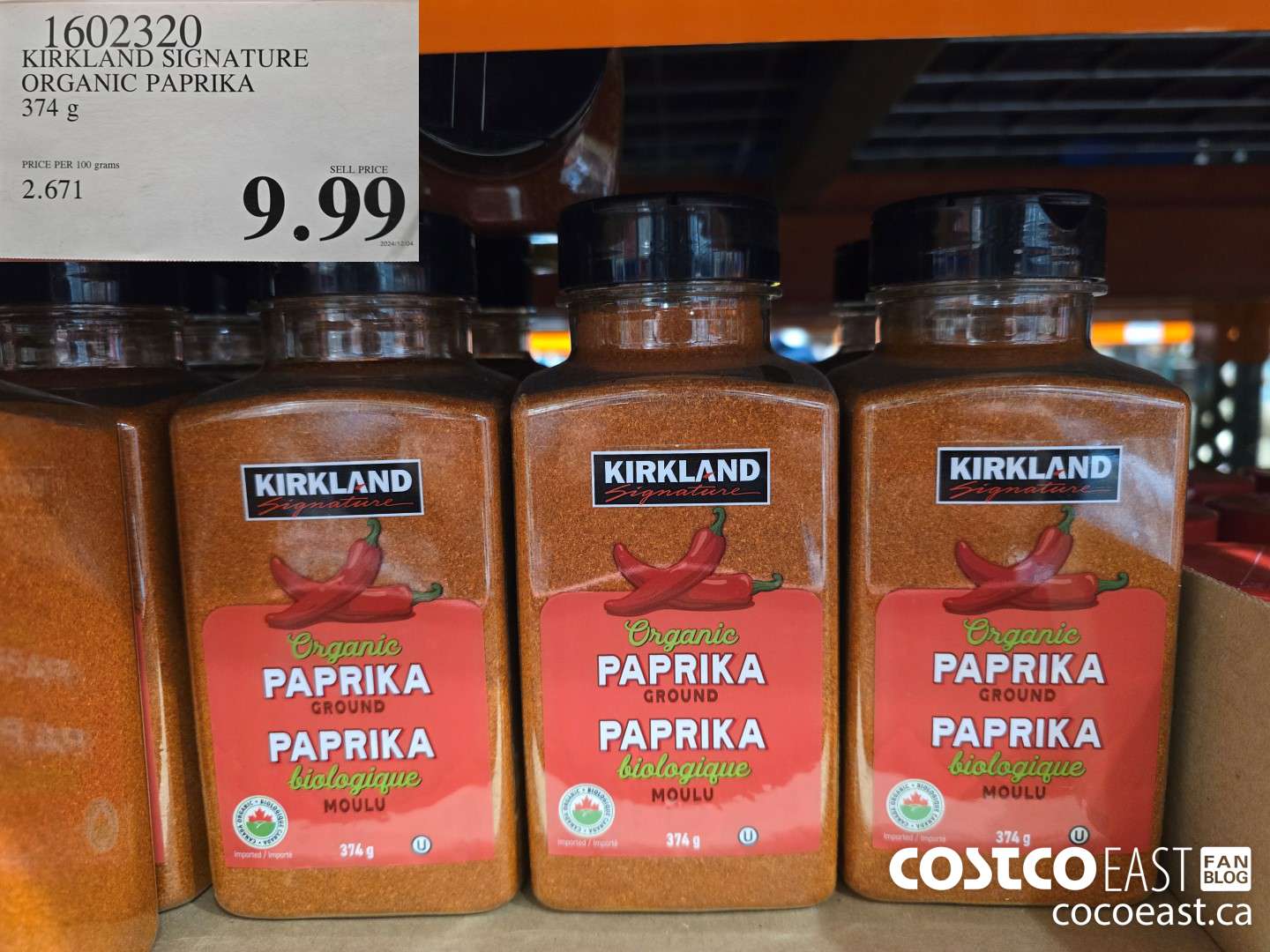 1602320 KIRKLAND SIGNATURE ORGANIC PAPRIKA 374 G $9.99