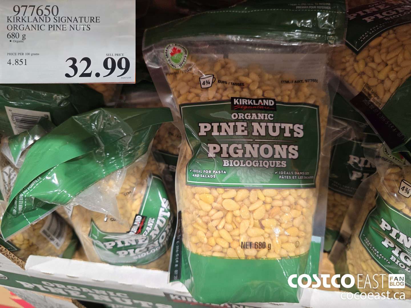 977650 KIRKLAND SIGNATURE ORGANIC PINE NUTS 680 G $32.99