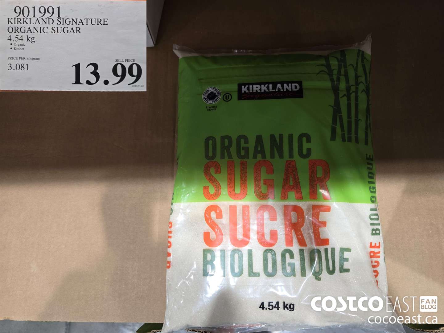 901991 KIRKLAND SIGNATURE ORGANIC SUGAR 4.54 KG $13.99
