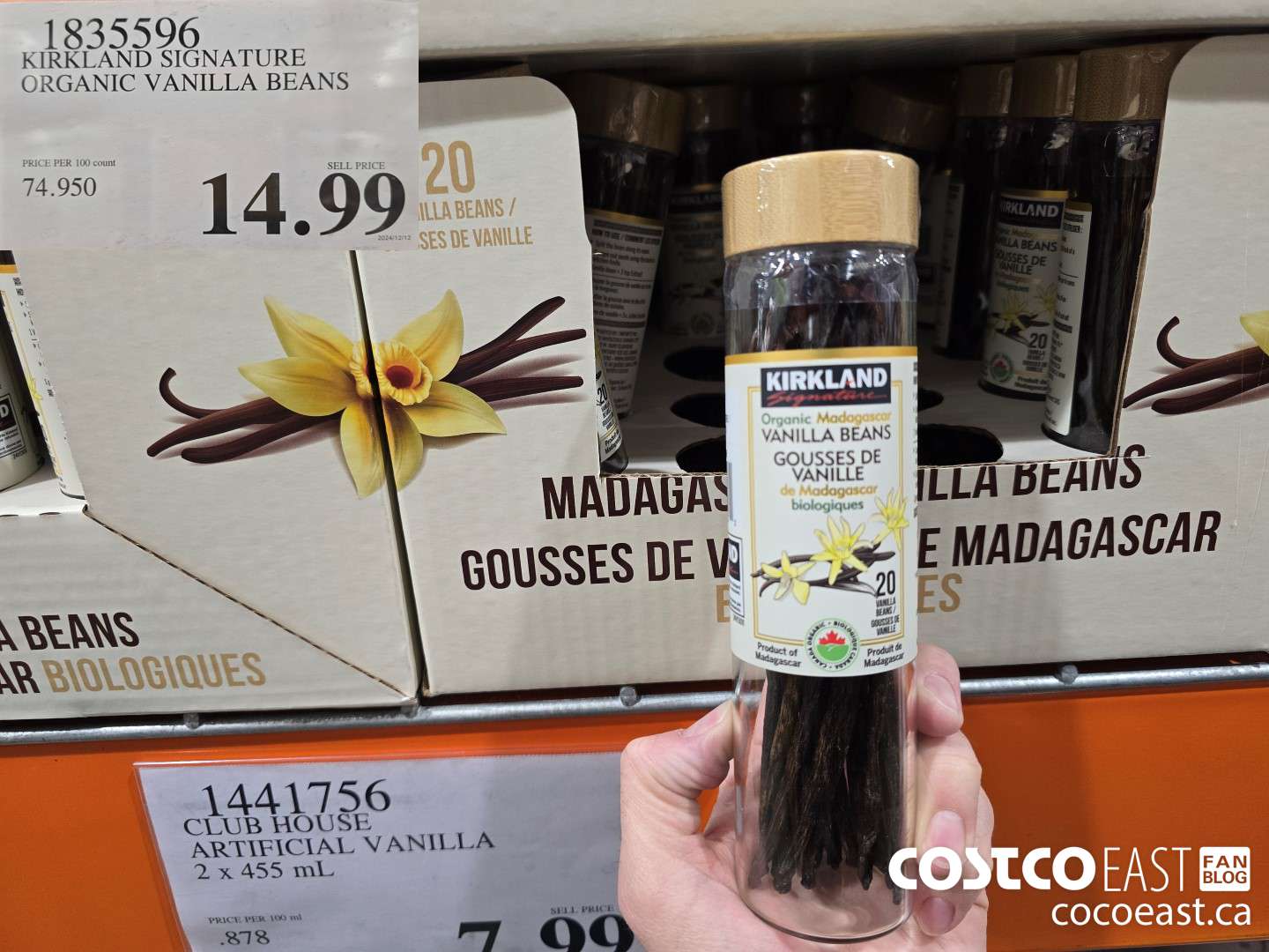 1835596 KIRKLAND SIGNATURE ORGANIC VANILLA BEANS $14.99