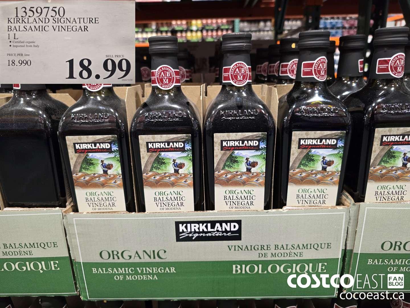 1359750 KIRKLAND SIGNATURE ORG BALSAMIC VINEGAR 1 L $18.99