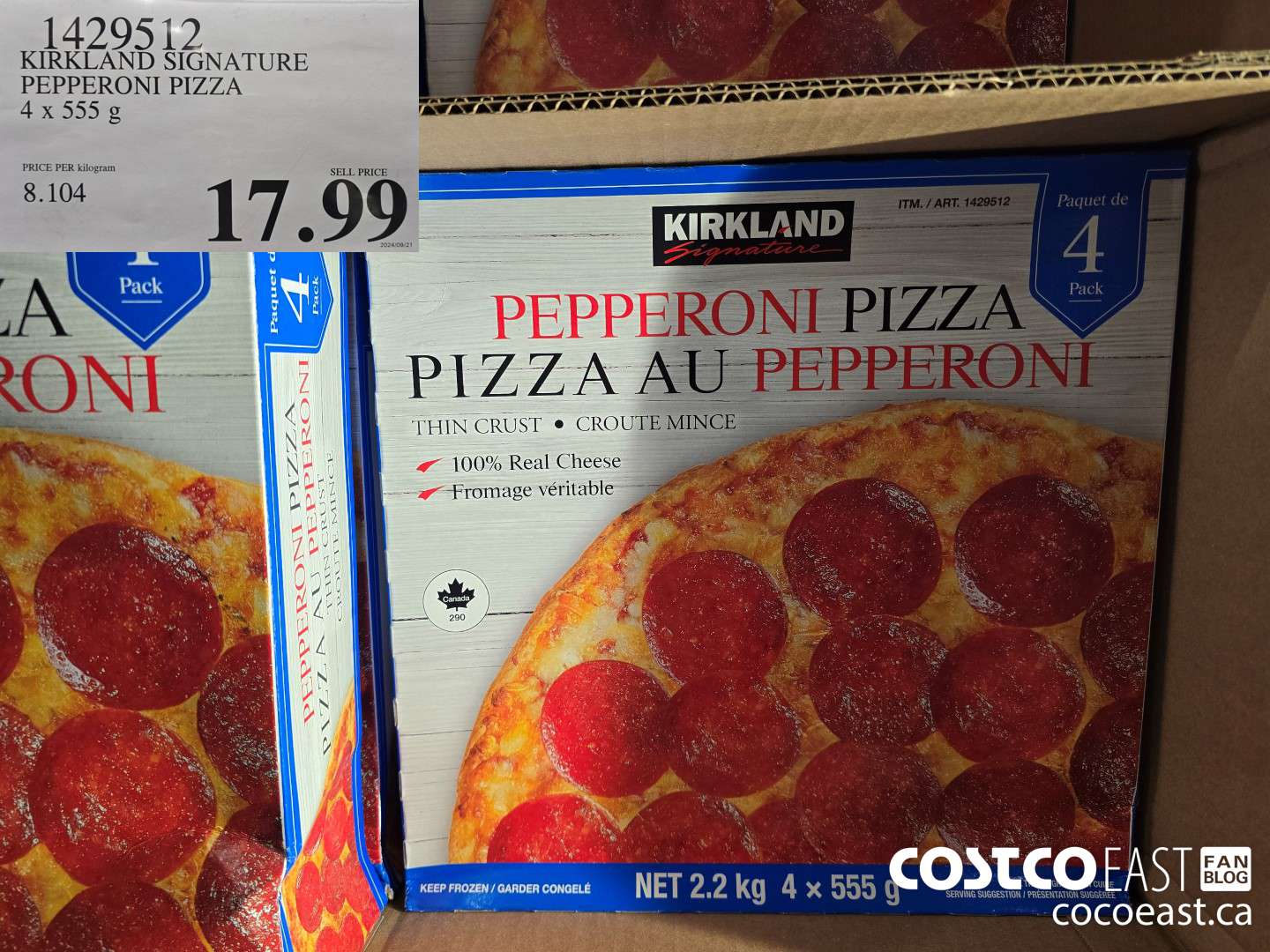 1429512 KIRKLAND SIGNATURE PEPPERONI PIZZA 4x 555 g $17.99