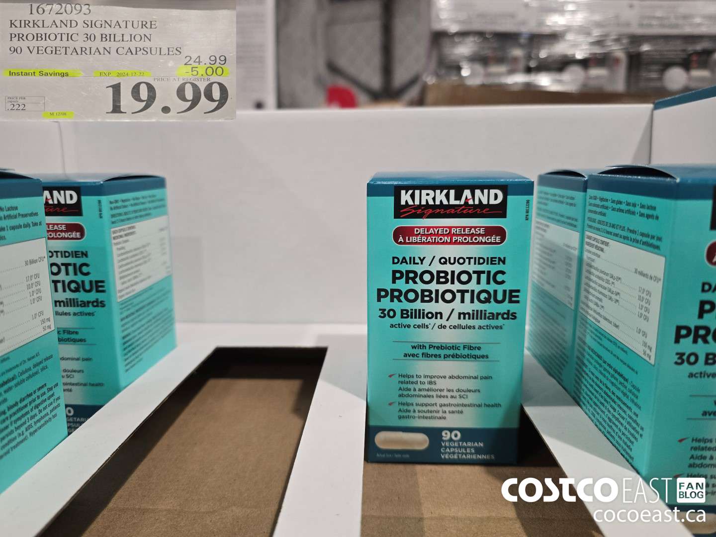 1672093 KIRKLAND SIGNATURE PROBIOTIC 30 BILLION 90 VEGETARIAN CAPSULES ($5.00 INSTANT SAVINGS EXPIRES ON 2024-12-22) $19.99