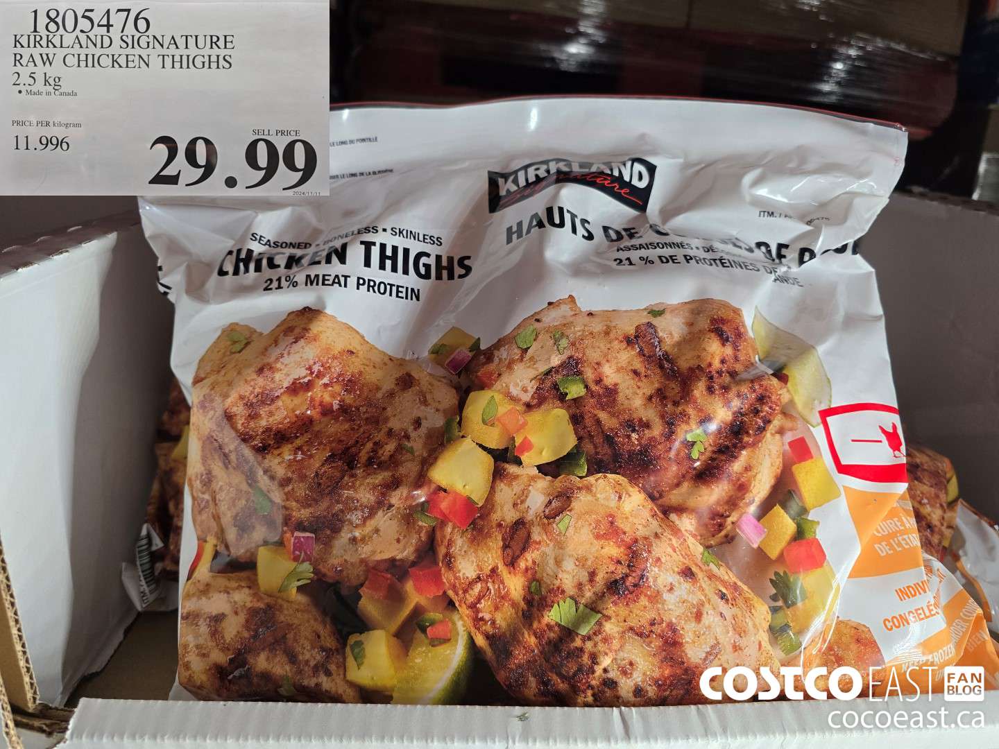 1805476 KIRKLAND SIGNATURE RAW CHICKEN THIGHS 2.5 KG $29.99