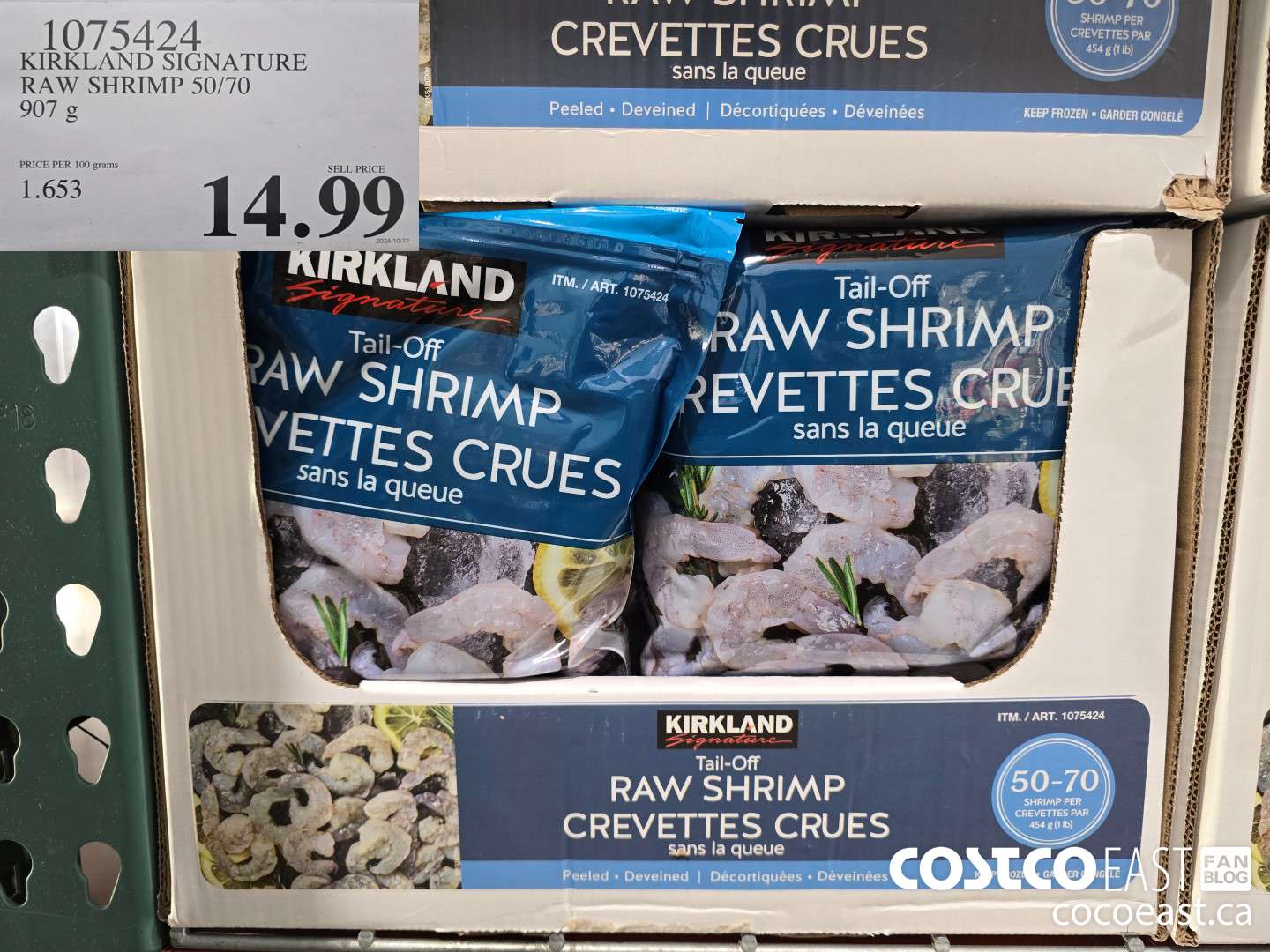 1075424 KIRKLAND SIGNATURE RAW SHRIMP 50/70 907 g $14.99