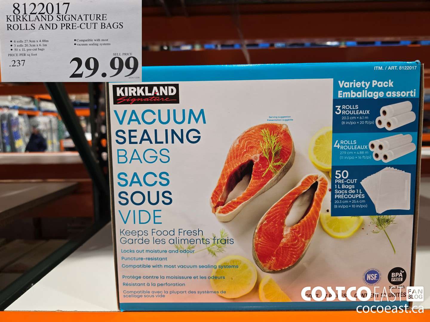 8122017 KIRKLAND SIGNATURE ROLLS AND PRE-CUT BAGS $29.99