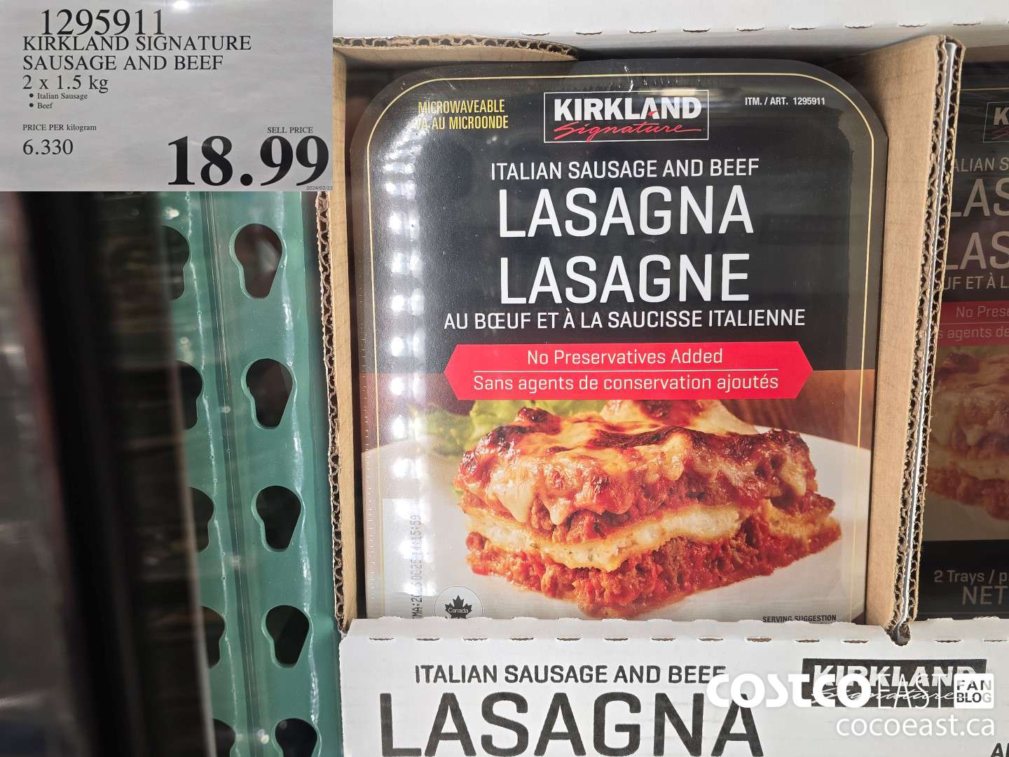 1295911 KIRKLAND SIGNATURE SAUSAGE AND BEEF 2 X 1.5KG $18.99
