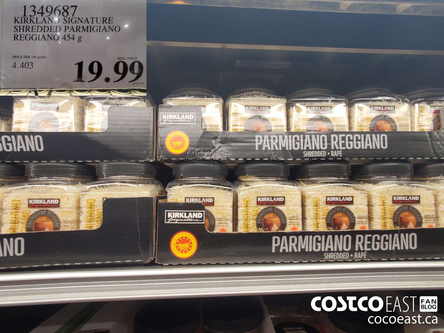 1349687 KIRKLAND SIGNATURE SHREDDED PARMIGIANO REGGIANO 454 G $19.99