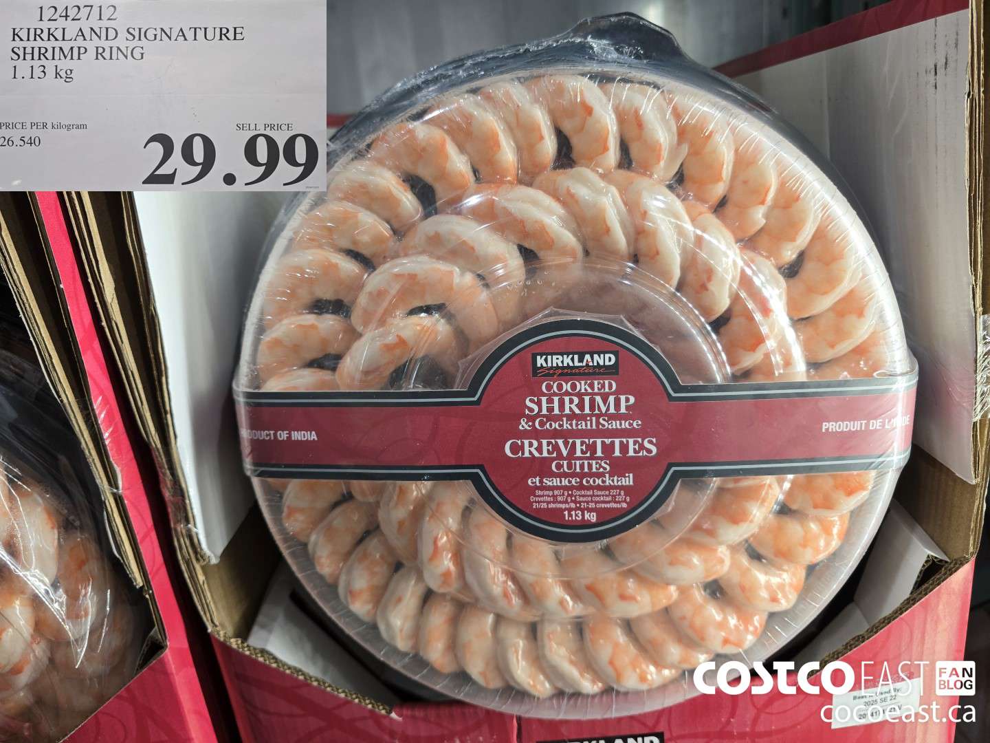 1242712 KIRKLAND SIGNATURE SHRIMP RING 1.13 KG $29.99