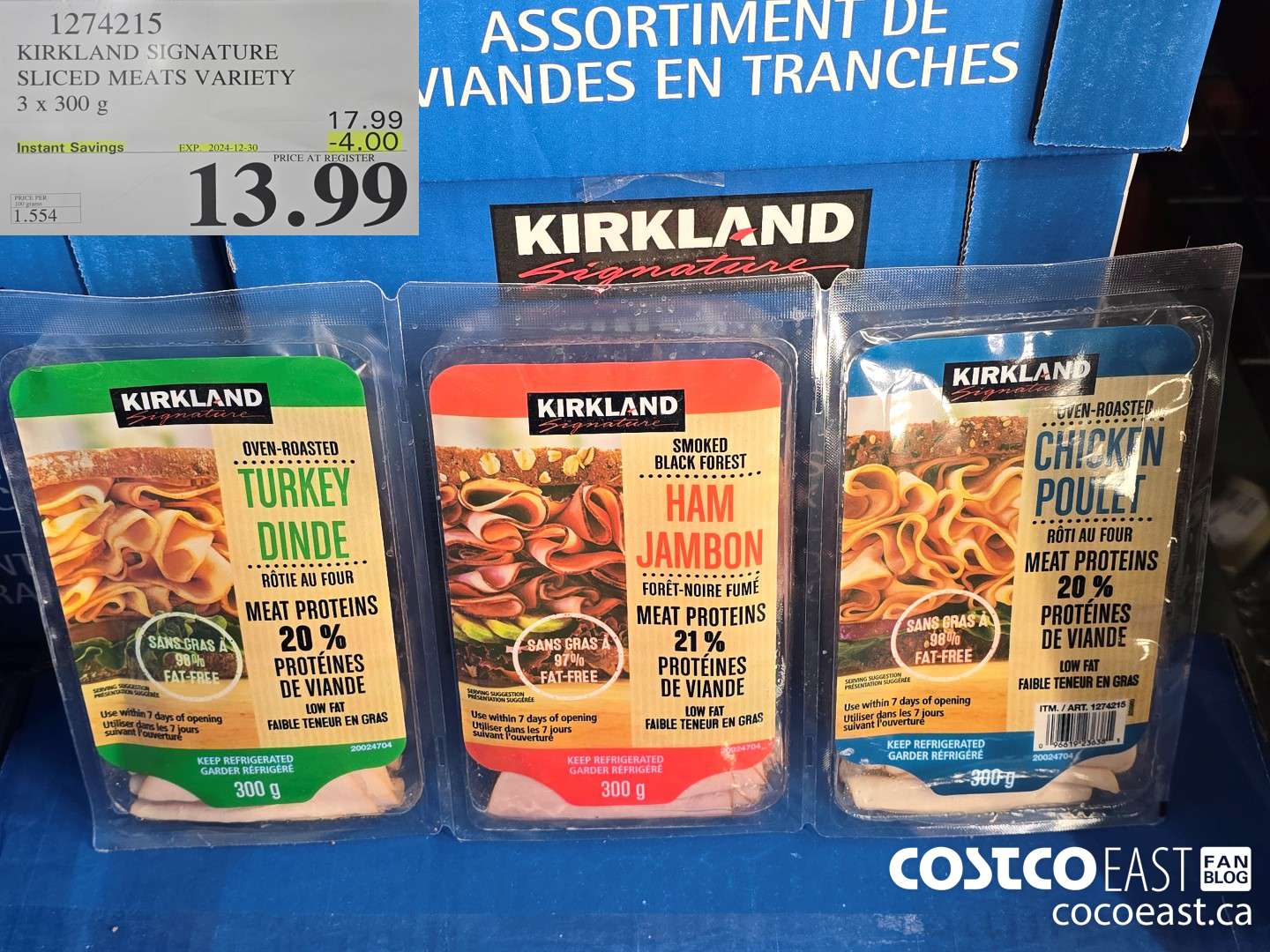 1274215 KIRKLAND SIGNATURE SLICED MEAT VARIETY 3 X 300 G ($4.00 INSTANT SAVINGS EXPIRES ON 2024-12-30) $13.99