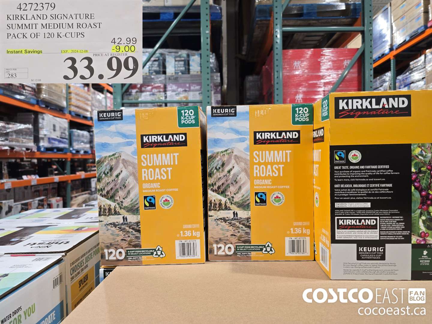 4272379 KIRKLAND SIGNATURE SUMMIT MEDIUM ROAST PACK OF 120 K-CUPS ($9.00 INSTANT SAVINGS EXPIRES ON 2024-12-08) $33.99