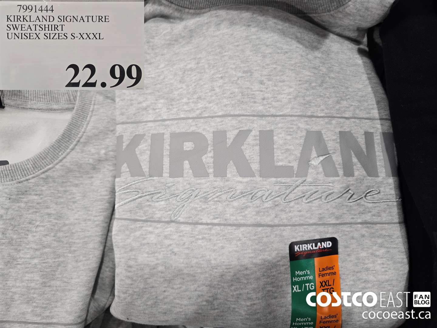 7991444 KIRKLAND SIGNATURE SWEATSHIRT UNISEX SIZES S-L $22.99