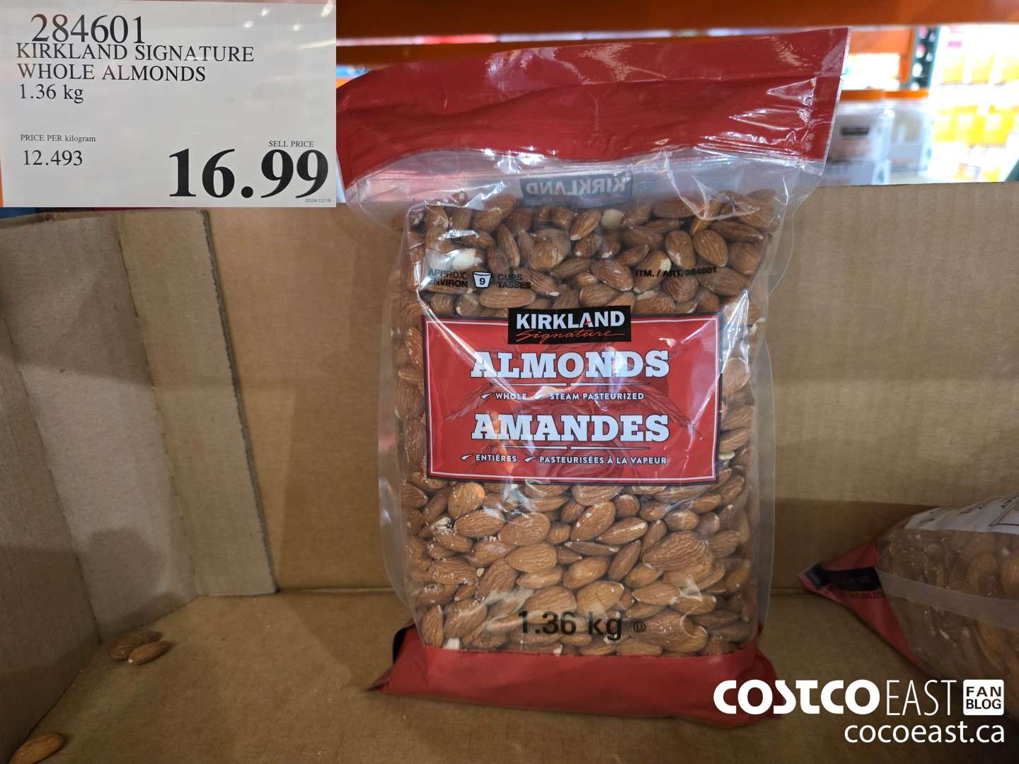 284601 KIRKLAND SIGNATURE WHILE ALMONDS 1.36 KG $16.99