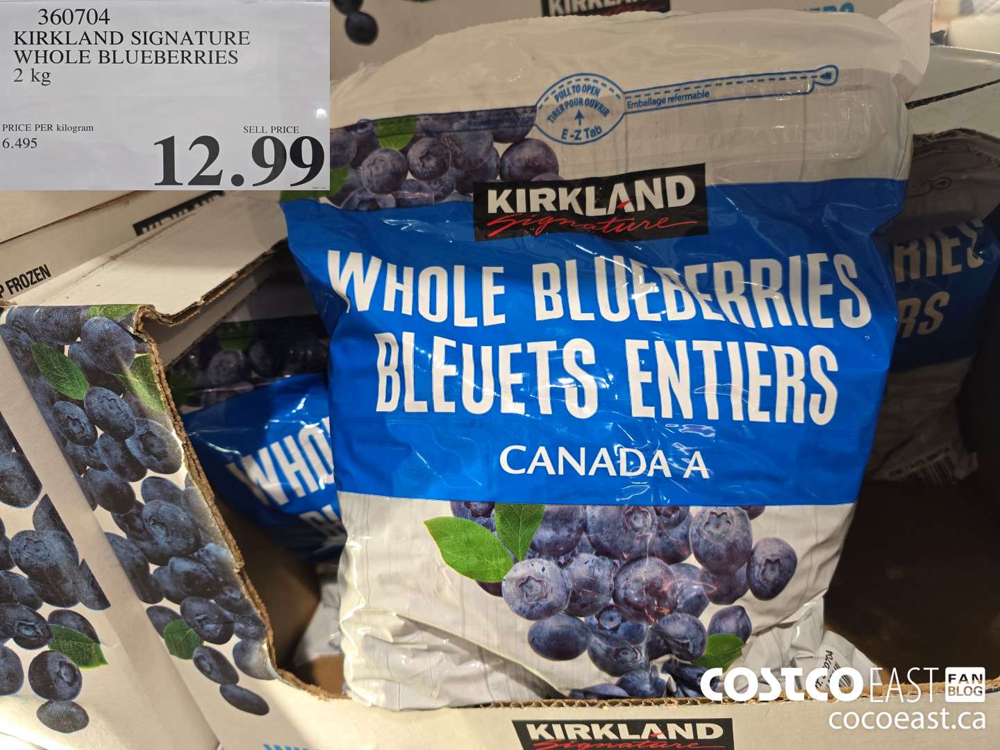 360704 KIRKLAND SIGNATURE WHOLE BLUEBERRIES 2 kg $12.99