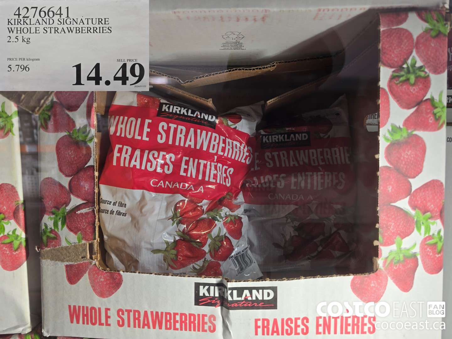 4276641 KIRKLAND SIGNATURE WHOLE STRAWBERRIES 2.5 kg $14.49