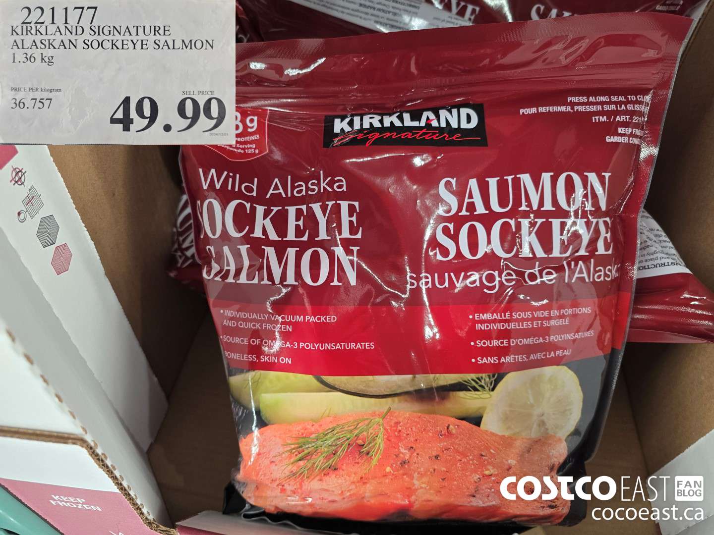 221177 KIRKLAND SIGNATURE WILD SOCKEYE SALMON 1.36 kg $49.99