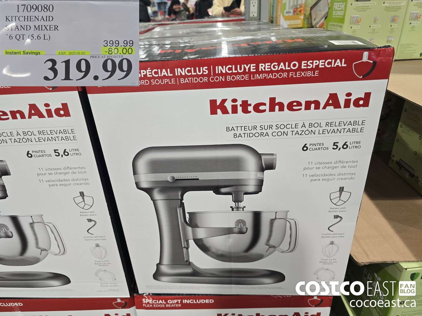 1709080 KITCHENAID STAND MIXER 6 QT (5.6 L) ($80.00 INSTANT SAVINGS EXPIRES ON 2025-01-05) $319.99