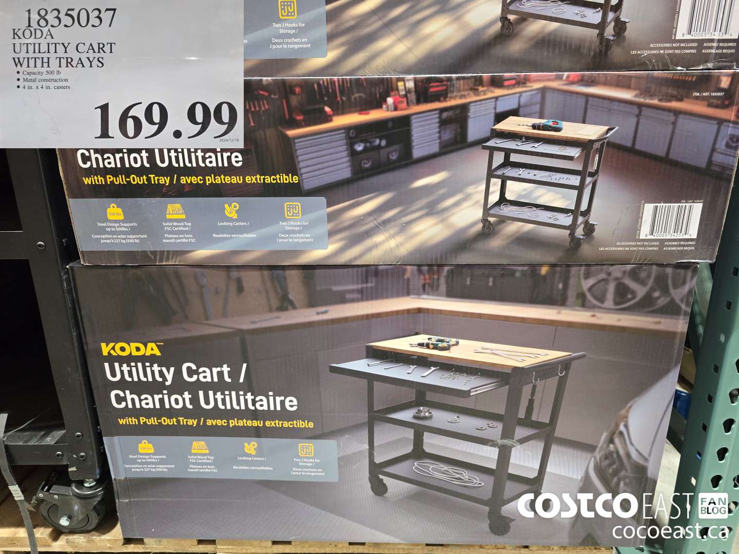 1835037 KODA UTILITY CART WITH TRAYS $169.99