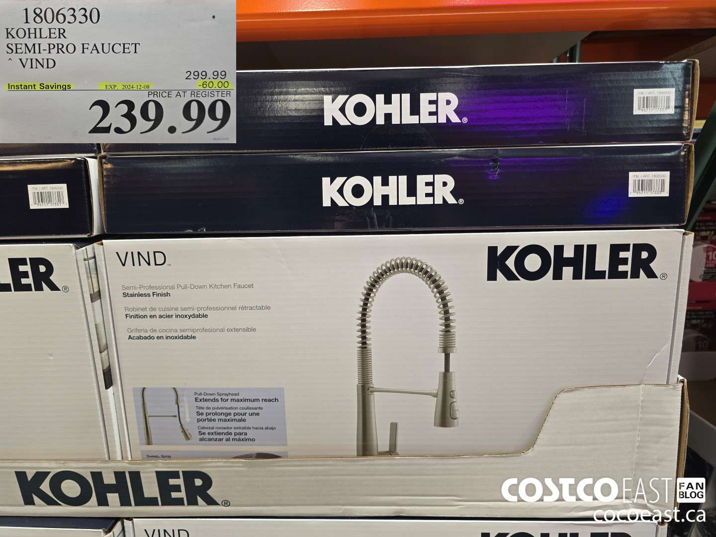 1806330 KOHLER SEMI-PRO FAUCET VIND ($60.00 INSTANT SAVINGS EXPIRES ON 2024-12-08) $239.99