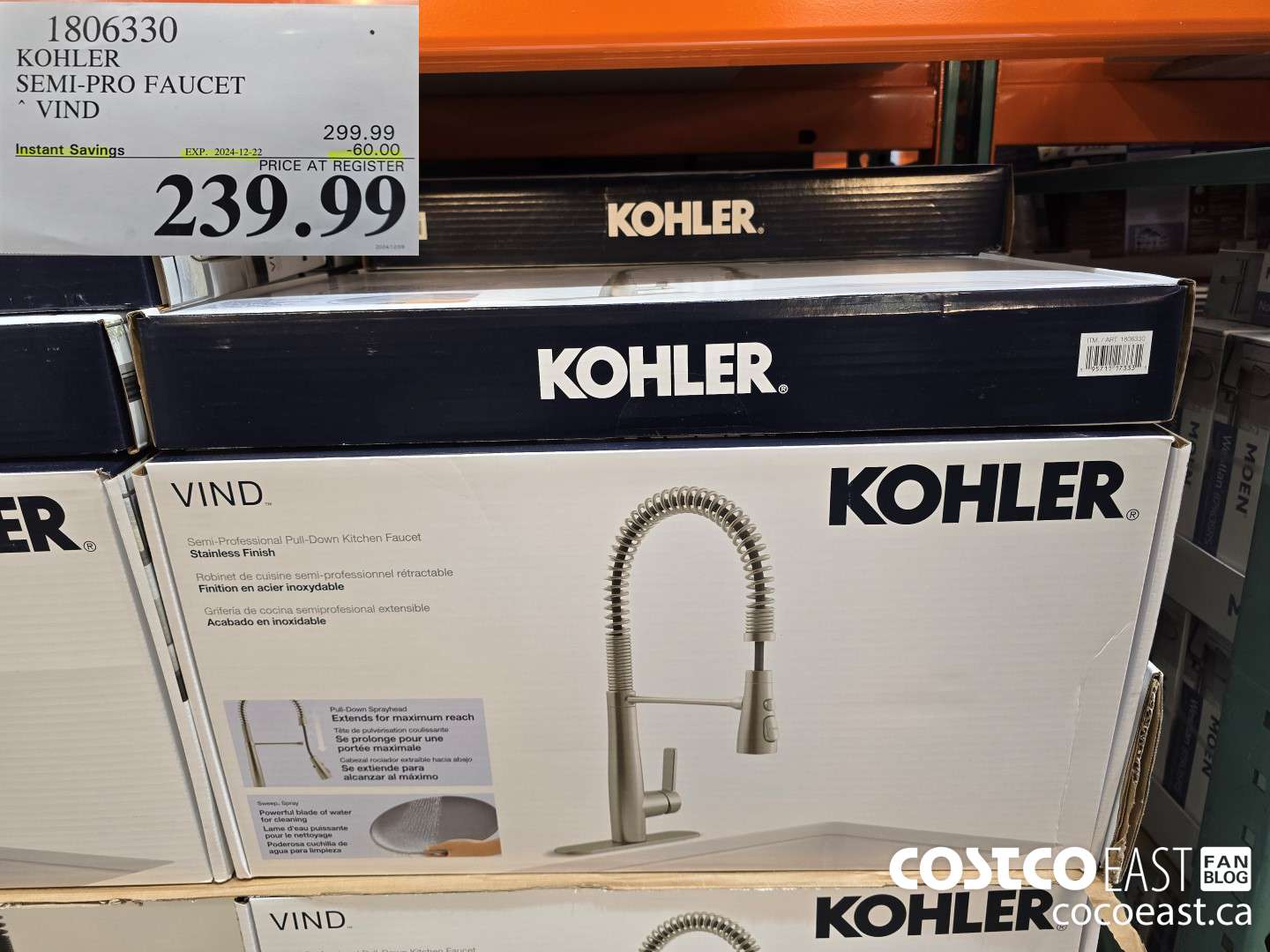 1806330 KOHLER SEMI-PRO FAUCET VIND ($60.00 INSTANT SAVINGS EXPIRES ON 2024-12-22) $239.99