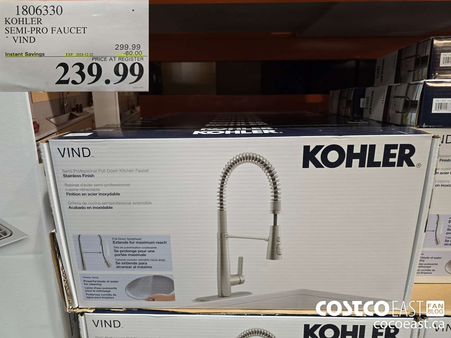 1806330 KOHLER SEMI-PRO FAUCET VIND ($60.00 INSTANT SAVINGS EXPIRES ON 2024-12-22) $239.99